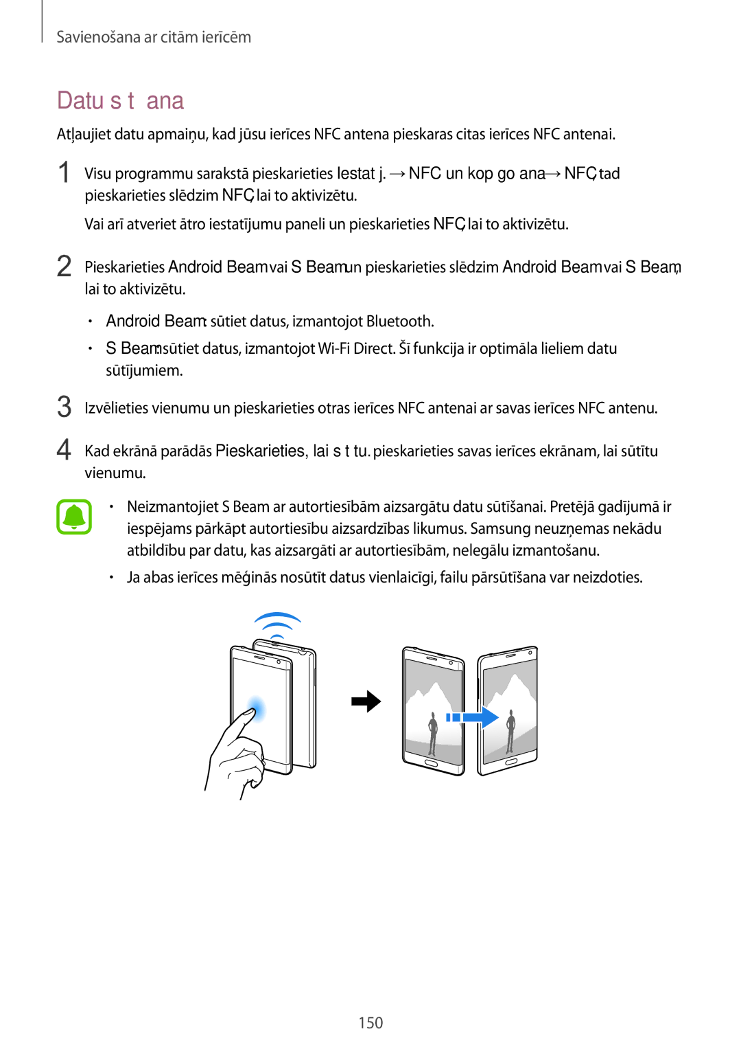 Samsung SM-N915FZKYSEB, SM-N915FZWYSEB manual Datu sūtīšana 