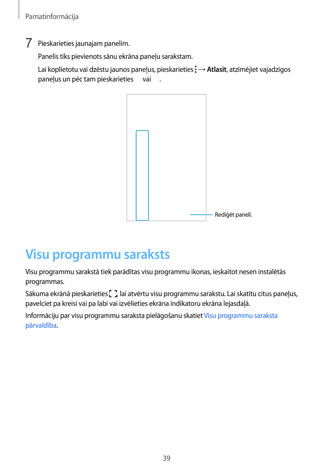 Samsung SM-N915FZWYSEB, SM-N915FZKYSEB manual Visu programmu saraksts 