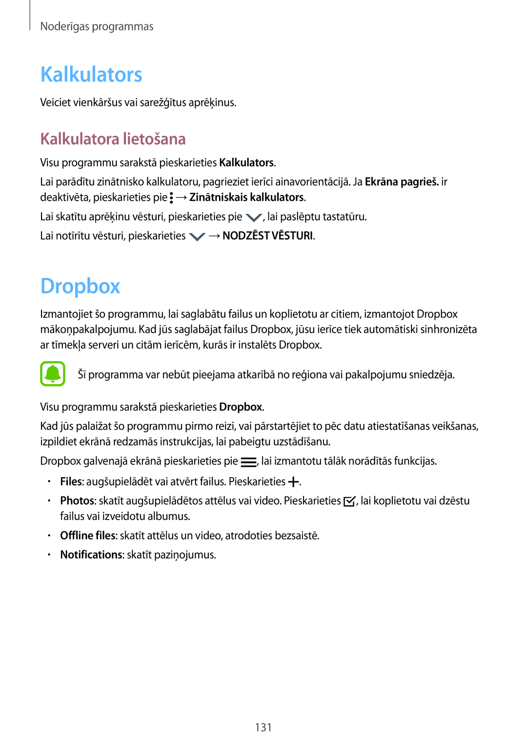 Samsung SM-N915FZWYSEB manual Kalkulators, Dropbox, Kalkulatora lietošana, Veiciet vienkāršus vai sarežģītus aprēķinus 