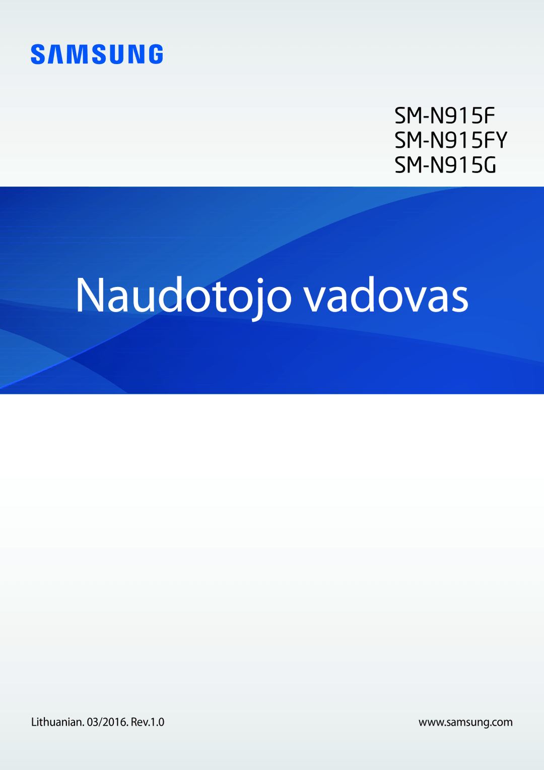 Samsung SM-N915FZWYSEB, SM-N915FZKYSEB manual Naudotojo vadovas, Lithuanian /2016. Rev.1.0 