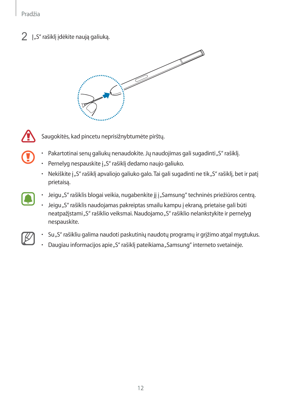 Samsung SM-N915FZKYSEB, SM-N915FZWYSEB manual Pradžia 