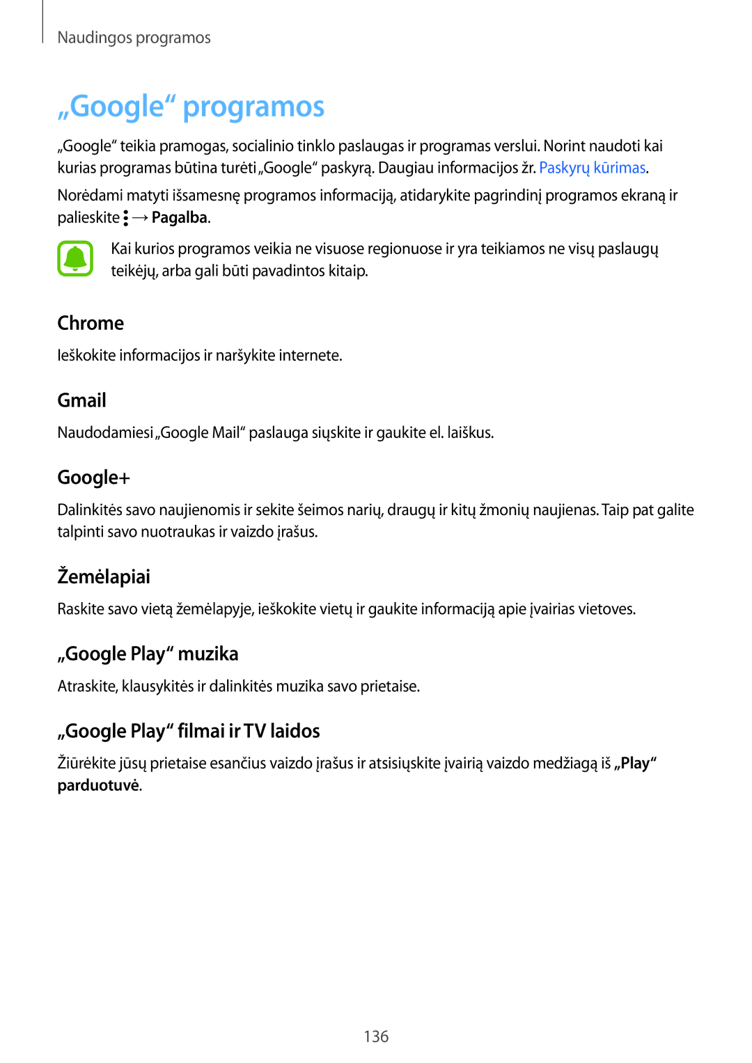 Samsung SM-N915FZKYSEB, SM-N915FZWYSEB manual „Google programos 