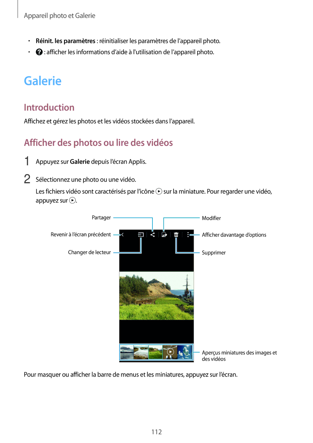 Samsung SM-N915FZKYXEF, SM-N915FZWYXEF manual Galerie, Afficher des photos ou lire des vidéos 