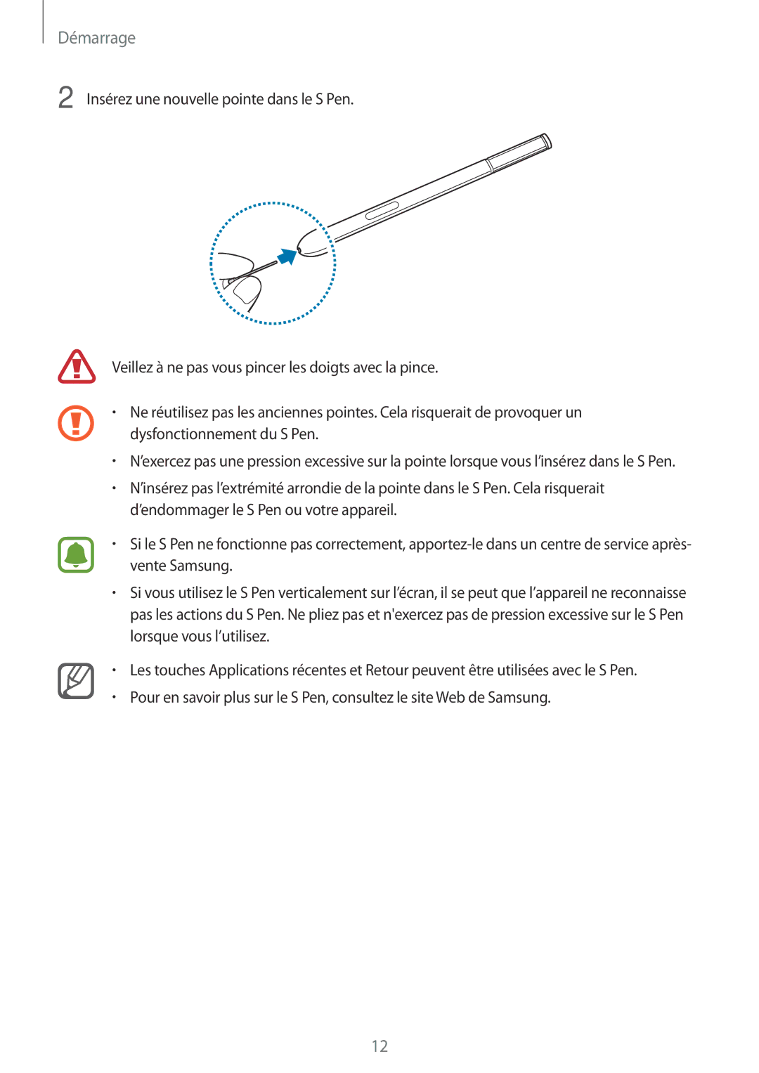 Samsung SM-N915FZKYXEF, SM-N915FZWYXEF manual Démarrage 