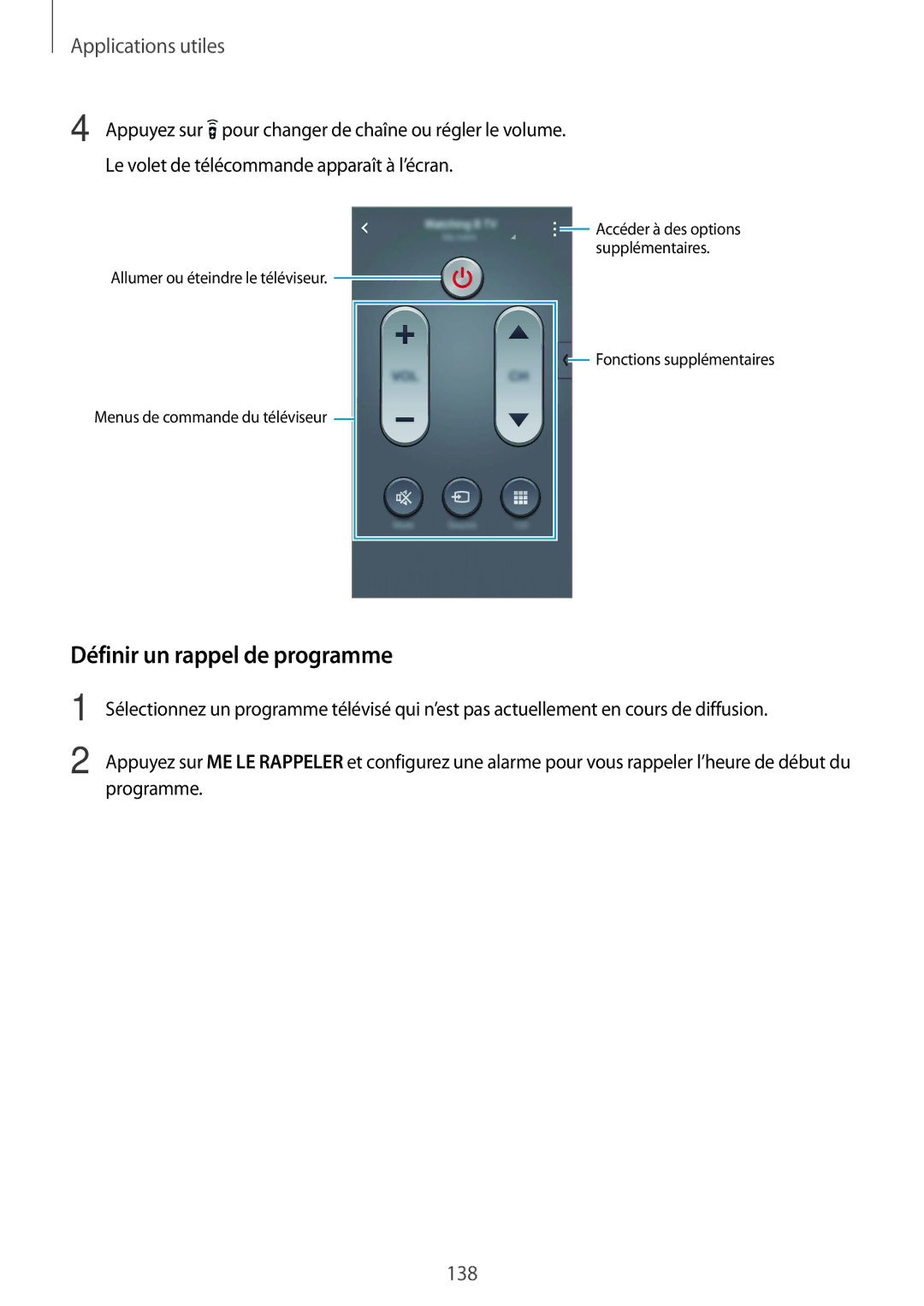 Samsung SM-N915FZKYXEF, SM-N915FZWYXEF manual Définir un rappel de programme 