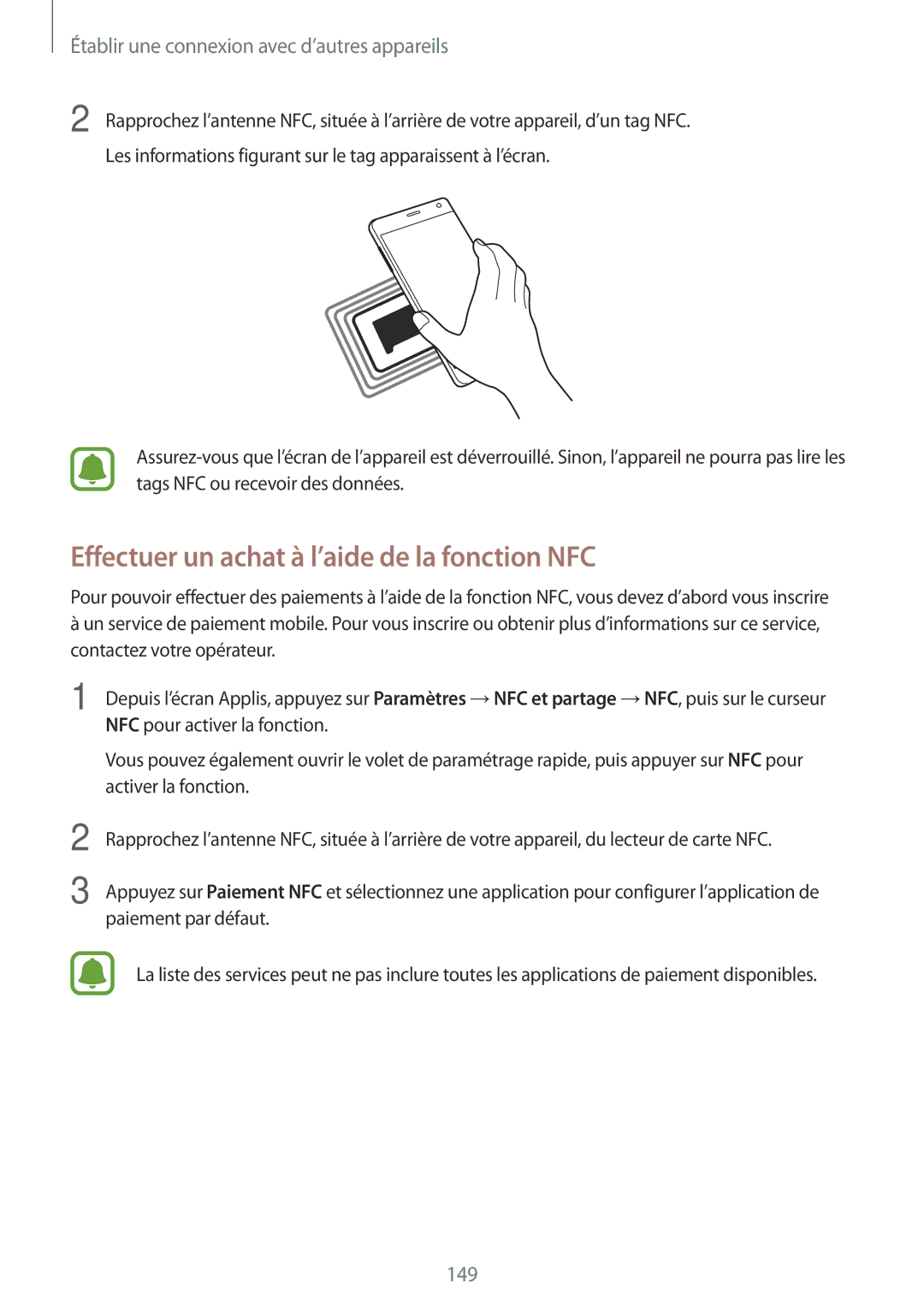 Samsung SM-N915FZWYXEF, SM-N915FZKYXEF manual Effectuer un achat à l’aide de la fonction NFC 
