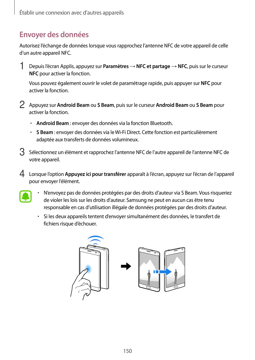 Samsung SM-N915FZKYXEF, SM-N915FZWYXEF manual Envoyer des données 