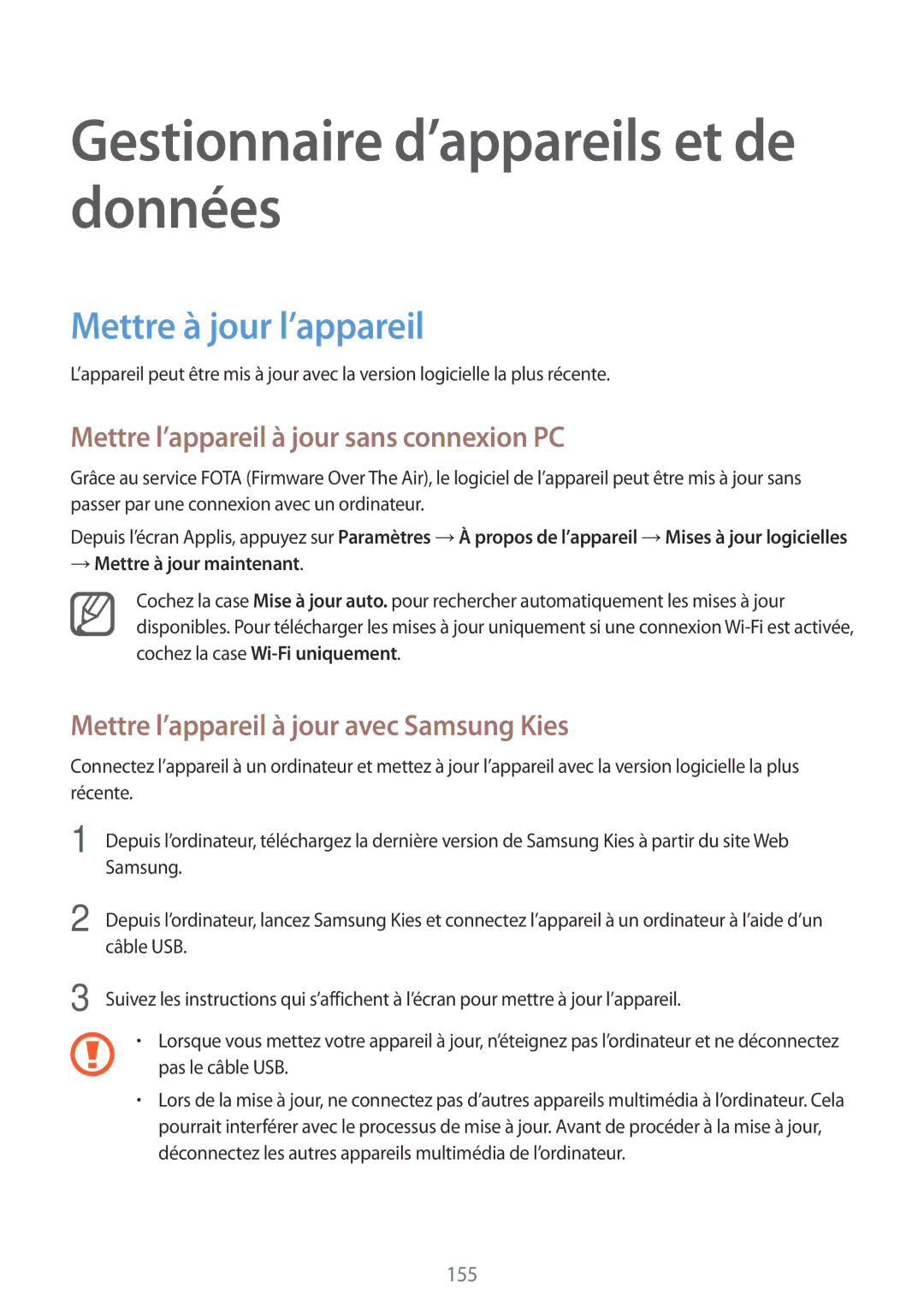 Samsung SM-N915FZWYXEF manual Gestionnaire d’appareils et de données, Mettre à jour l’appareil, → Mettre à jour maintenant 