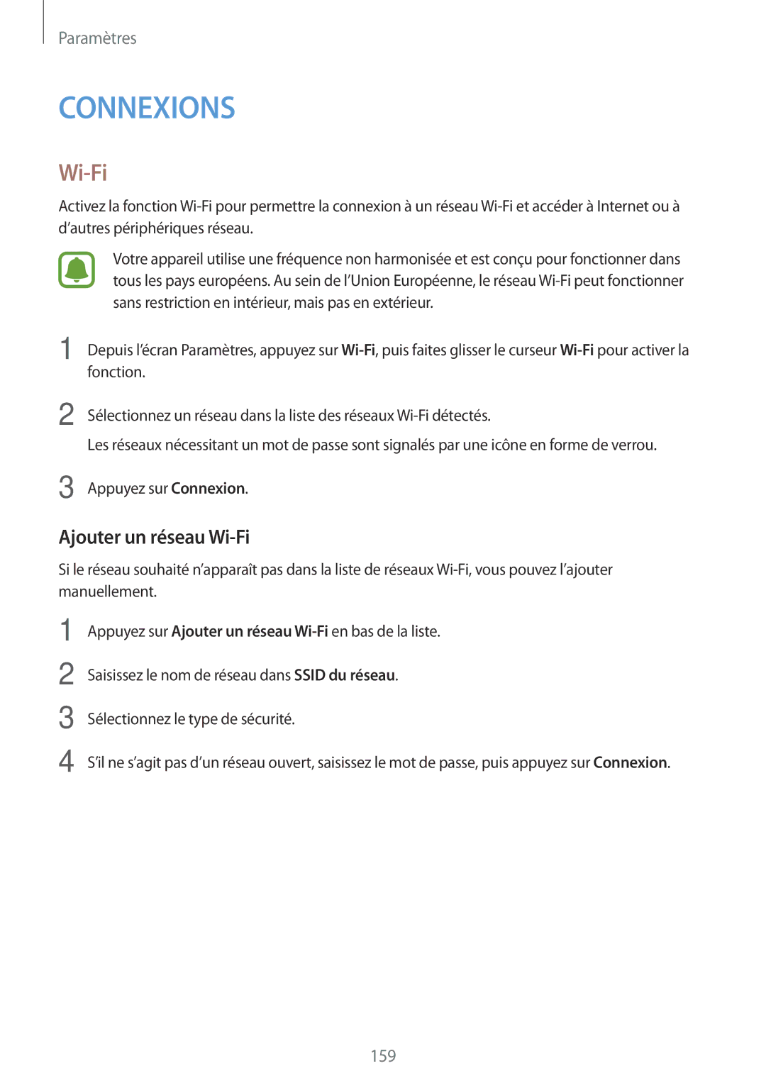 Samsung SM-N915FZWYXEF, SM-N915FZKYXEF manual Ajouter un réseau Wi-Fi 