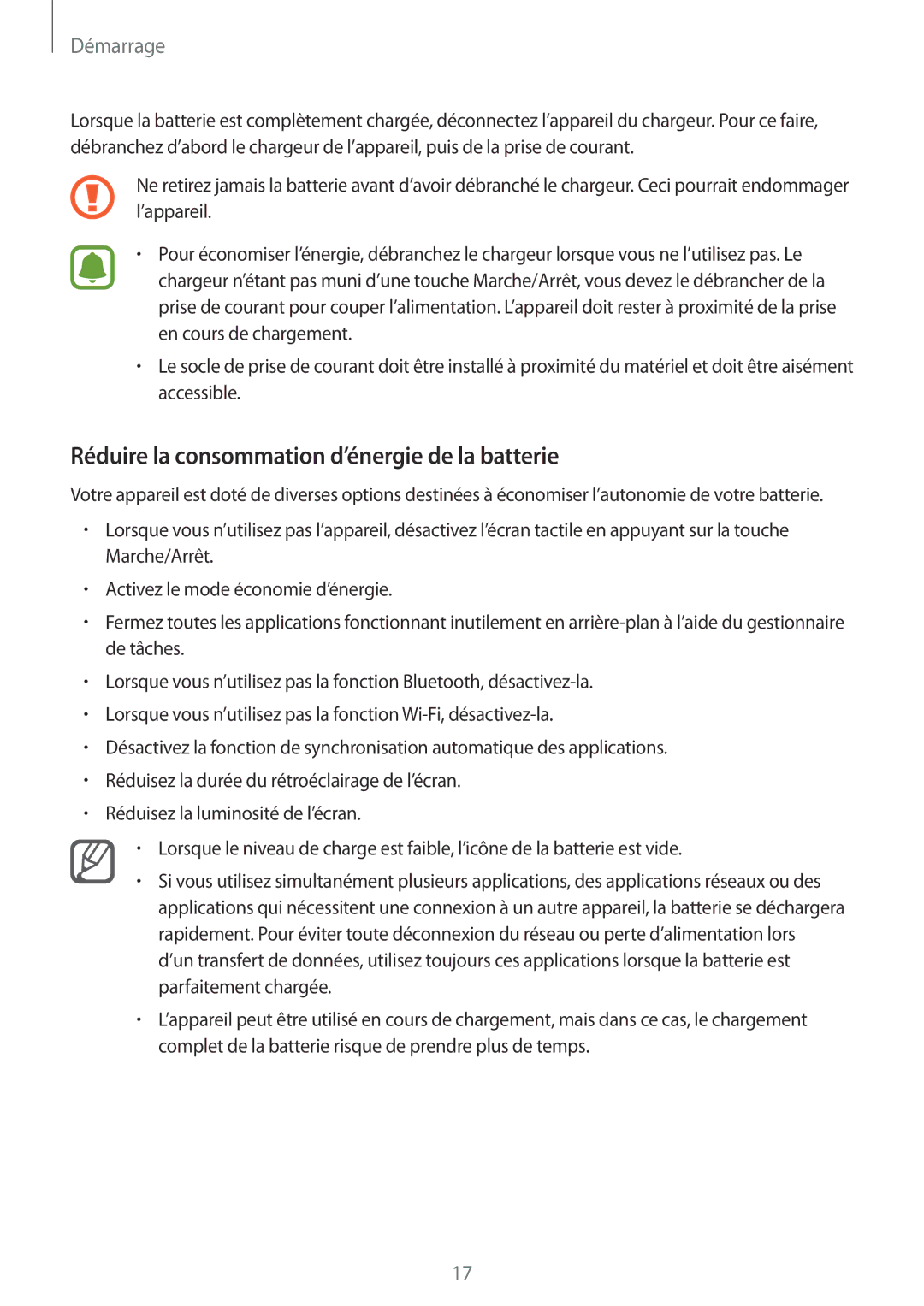 Samsung SM-N915FZWYXEF, SM-N915FZKYXEF manual Réduire la consommation d’énergie de la batterie 