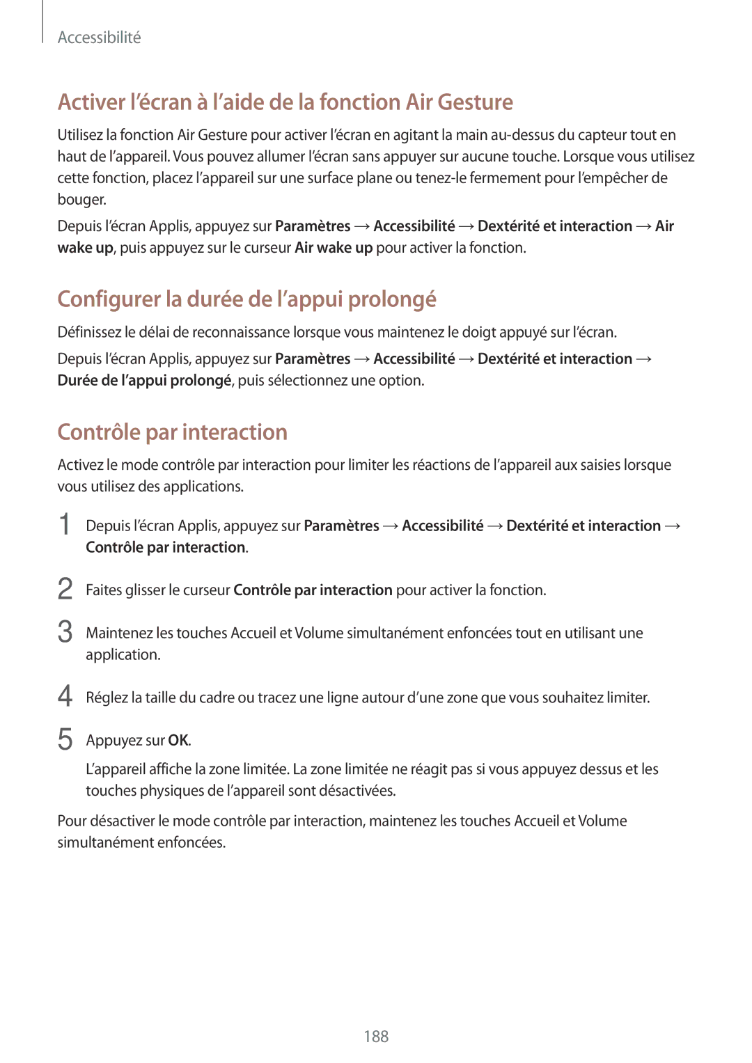 Samsung SM-N915FZKYXEF manual Activer l’écran à l’aide de la fonction Air Gesture, Configurer la durée de l’appui prolongé 