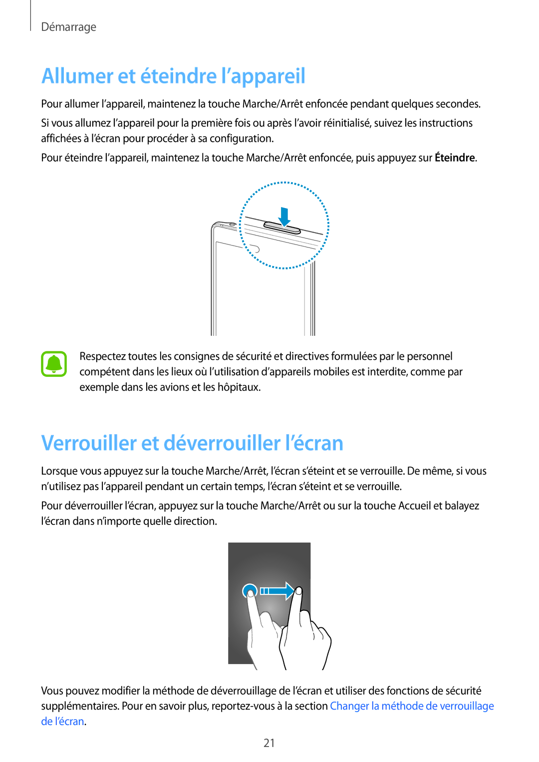 Samsung SM-N915FZWYXEF, SM-N915FZKYXEF manual Allumer et éteindre l’appareil, Verrouiller et déverrouiller l’écran 