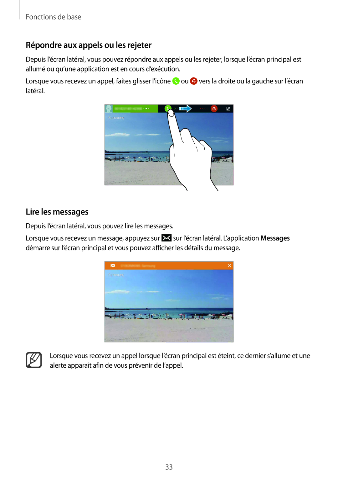 Samsung SM-N915FZWYXEF, SM-N915FZKYXEF manual Répondre aux appels ou les rejeter, Lire les messages 