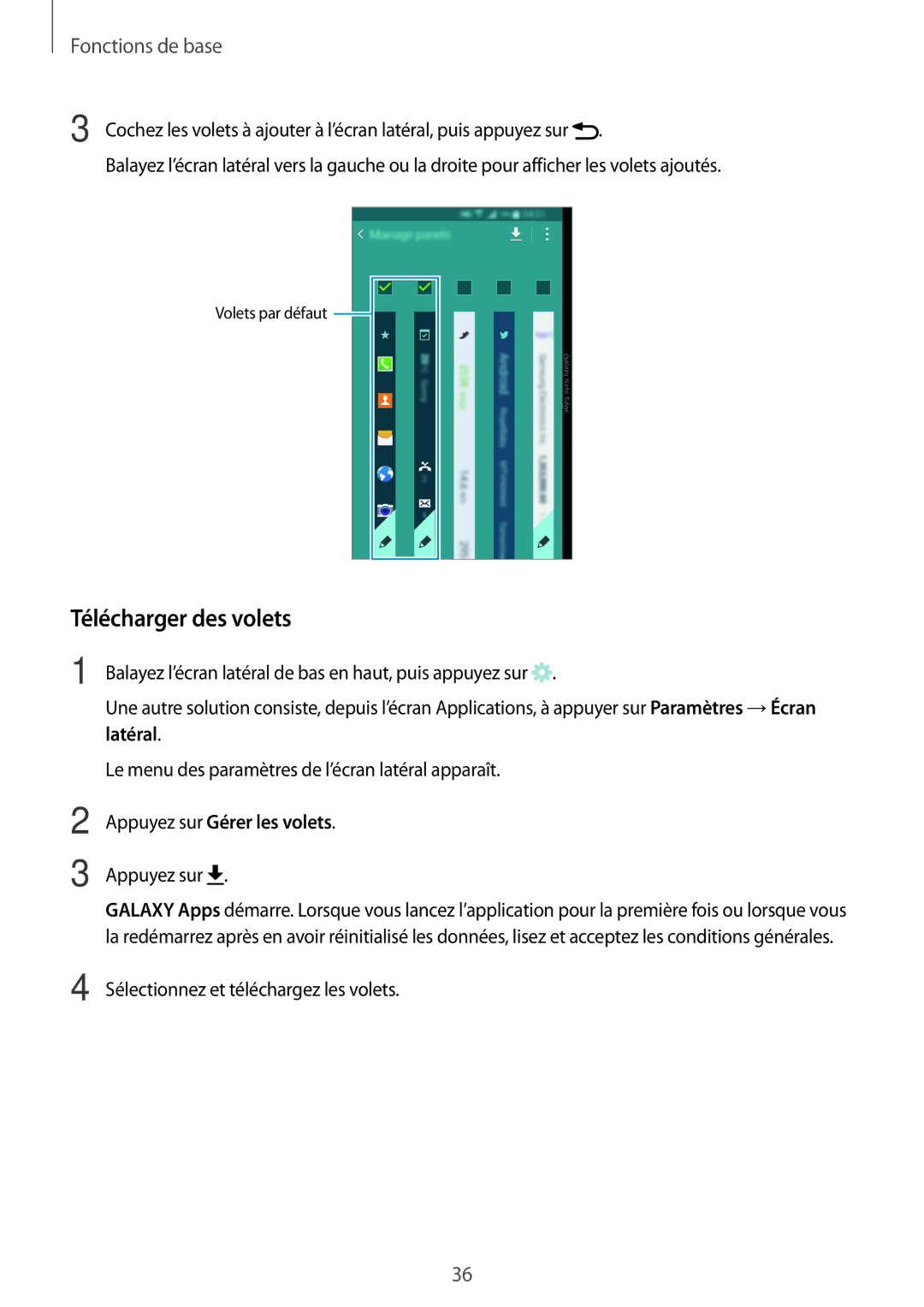 Samsung SM-N915FZKYXEF, SM-N915FZWYXEF manual Télécharger des volets, Appuyez sur 