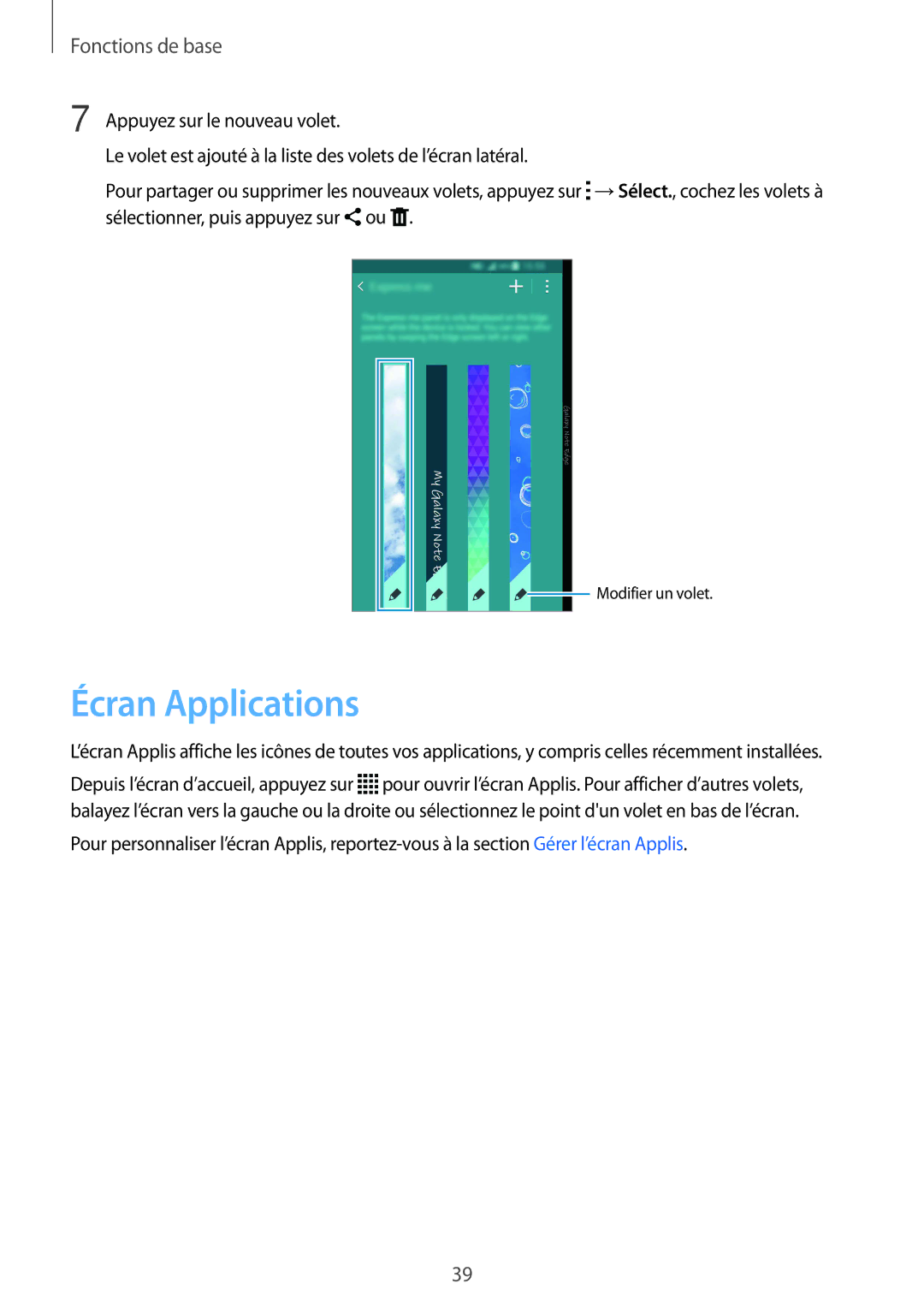 Samsung SM-N915FZWYXEF, SM-N915FZKYXEF manual Écran Applications 