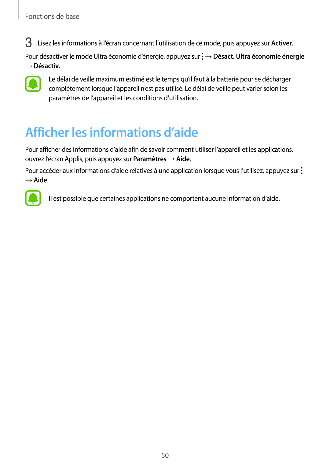 Samsung SM-N915FZKYXEF, SM-N915FZWYXEF manual Afficher les informations d’aide, → Désactiv, → Aide 