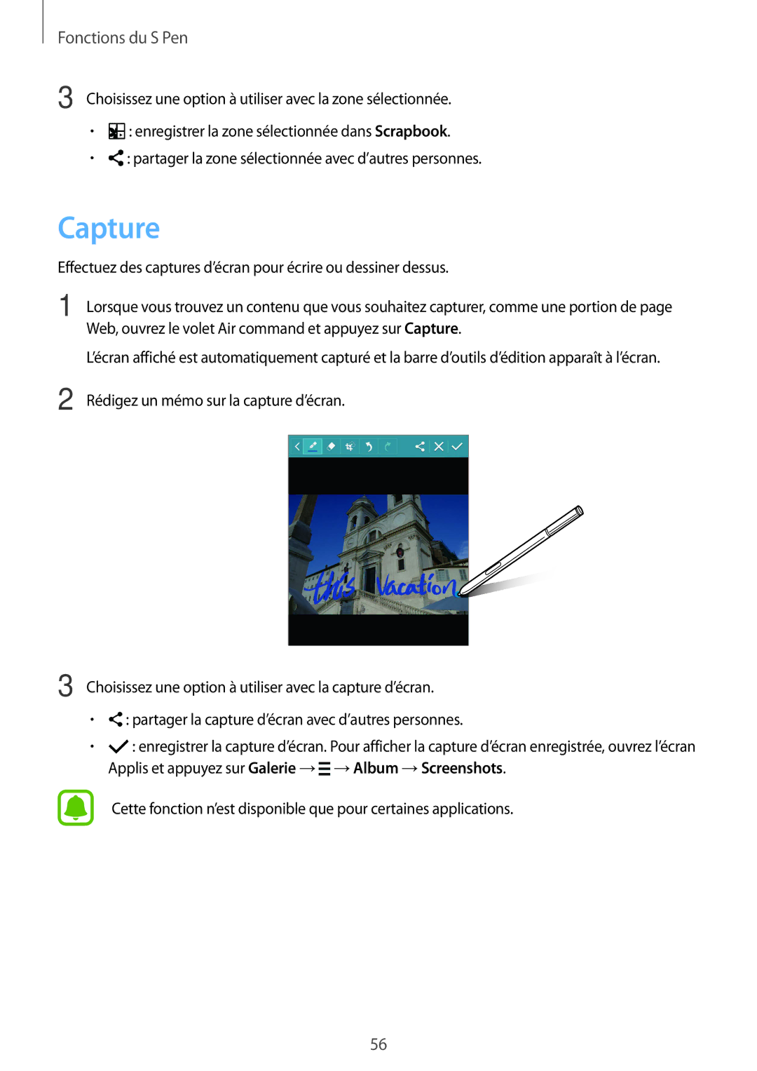 Samsung SM-N915FZKYXEF, SM-N915FZWYXEF manual Web, ouvrez le volet Air command et appuyez sur Capture 