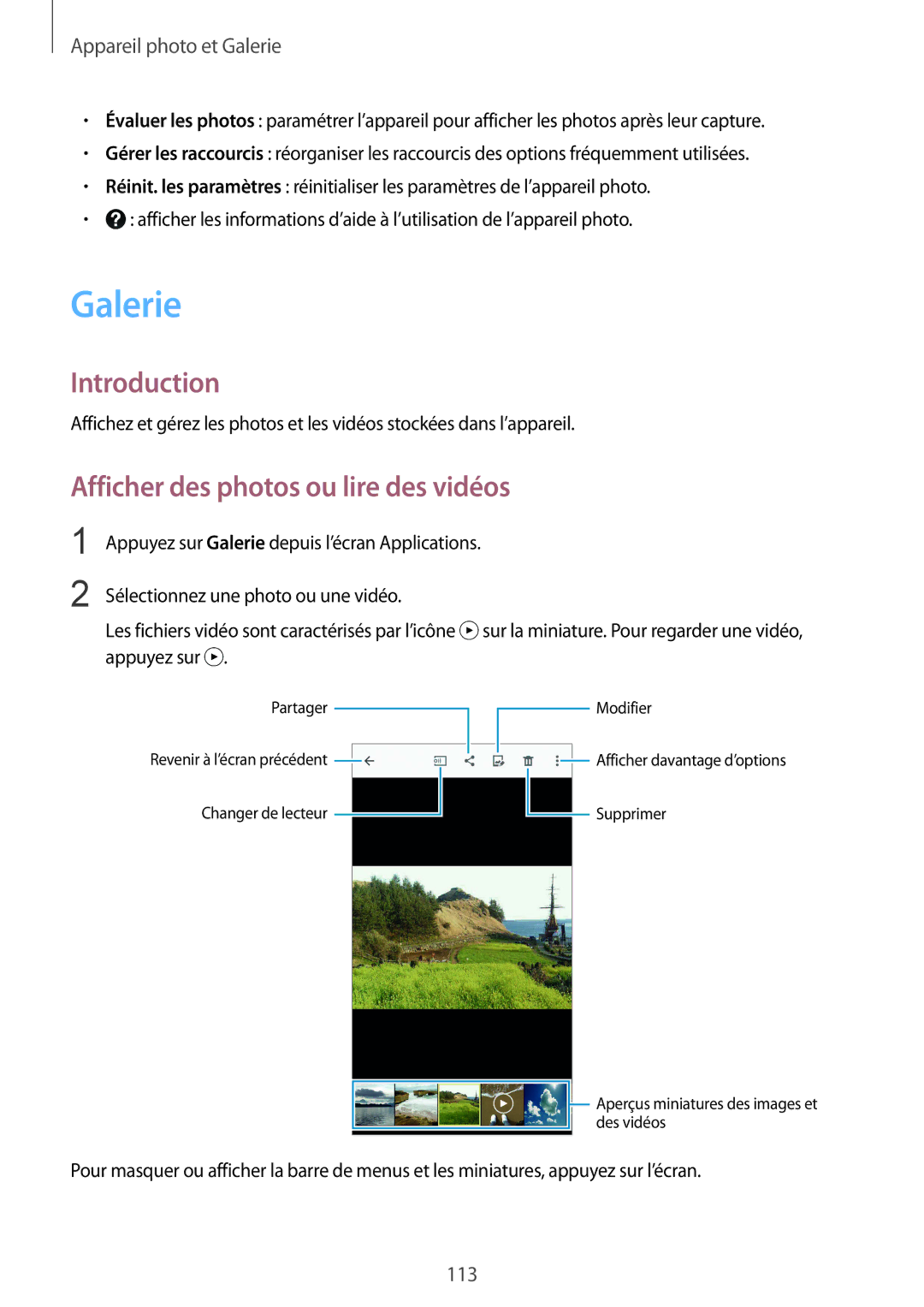 Samsung SM-N915FZWYXEF, SM-N915FZKYXEF manual Galerie, Afficher des photos ou lire des vidéos 