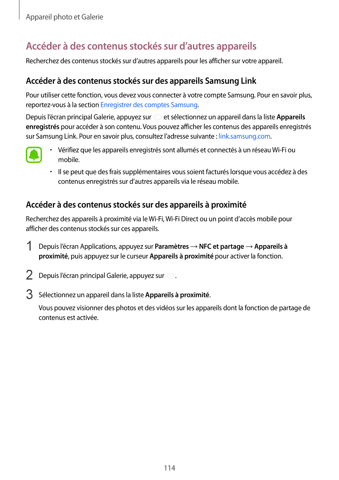 Samsung SM-N915FZKYXEF, SM-N915FZWYXEF manual Accéder à des contenus stockés sur d’autres appareils 