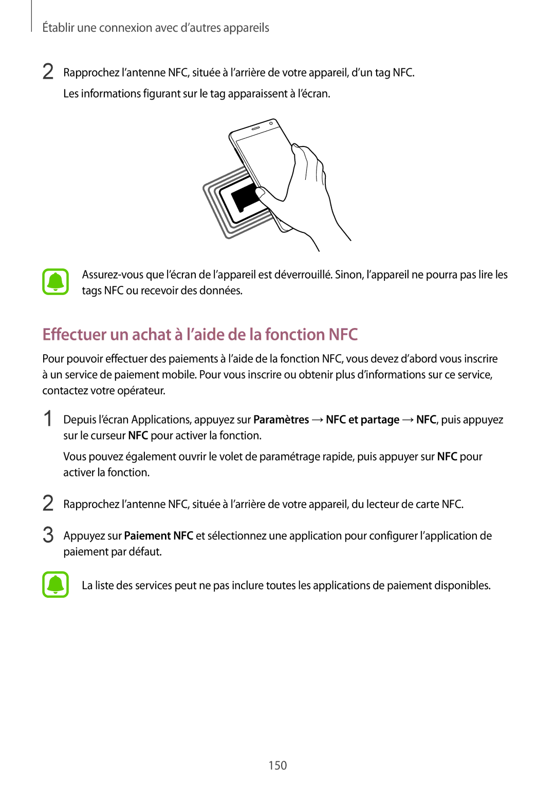 Samsung SM-N915FZKYXEF, SM-N915FZWYXEF manual Effectuer un achat à l’aide de la fonction NFC 