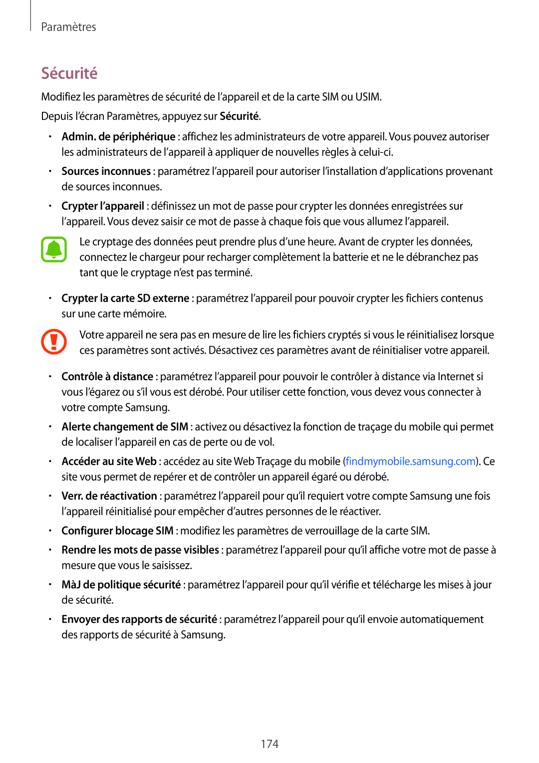 Samsung SM-N915FZKYXEF, SM-N915FZWYXEF manual Sécurité 