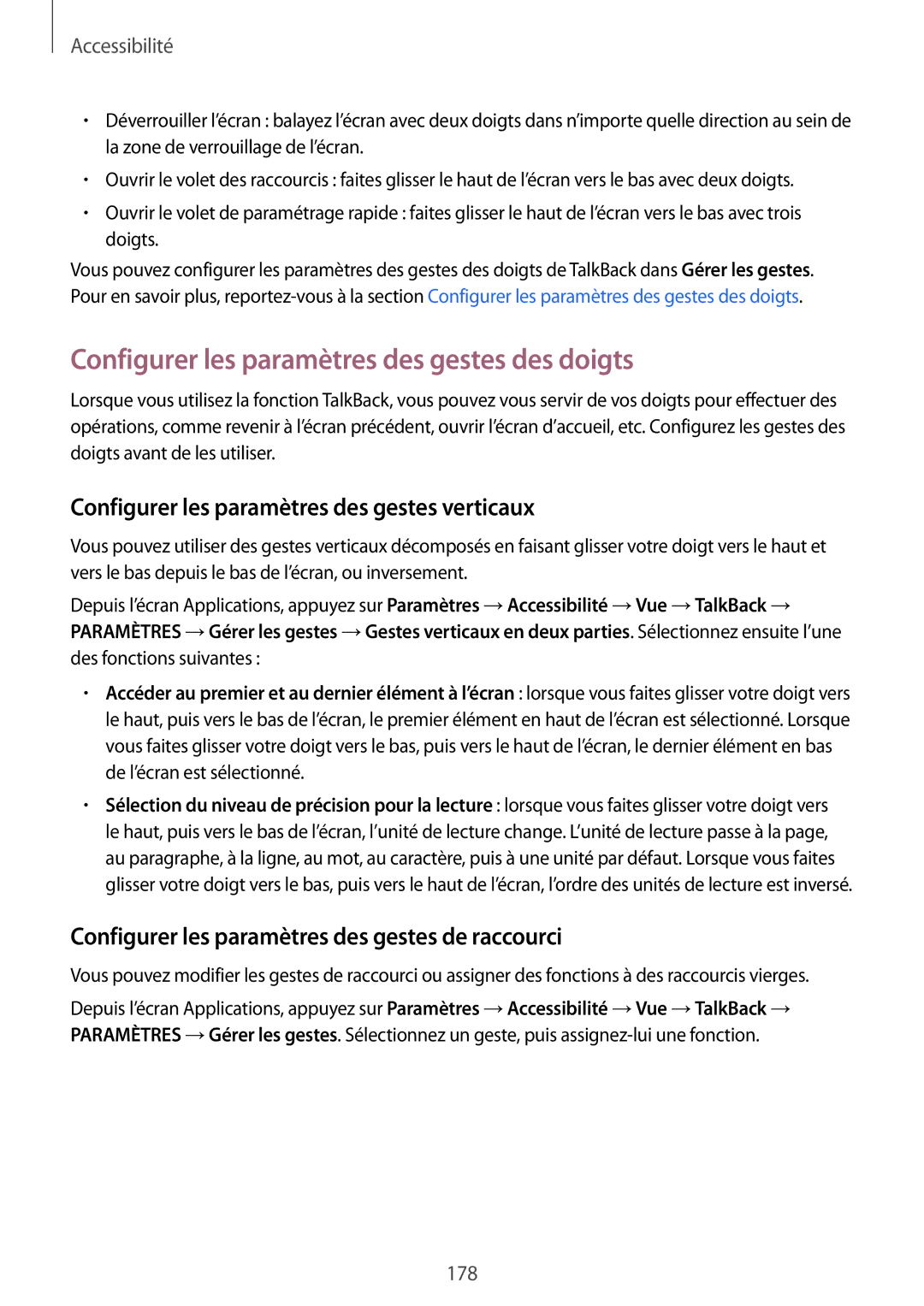 Samsung SM-N915FZKYXEF Configurer les paramètres des gestes des doigts, Configurer les paramètres des gestes verticaux 