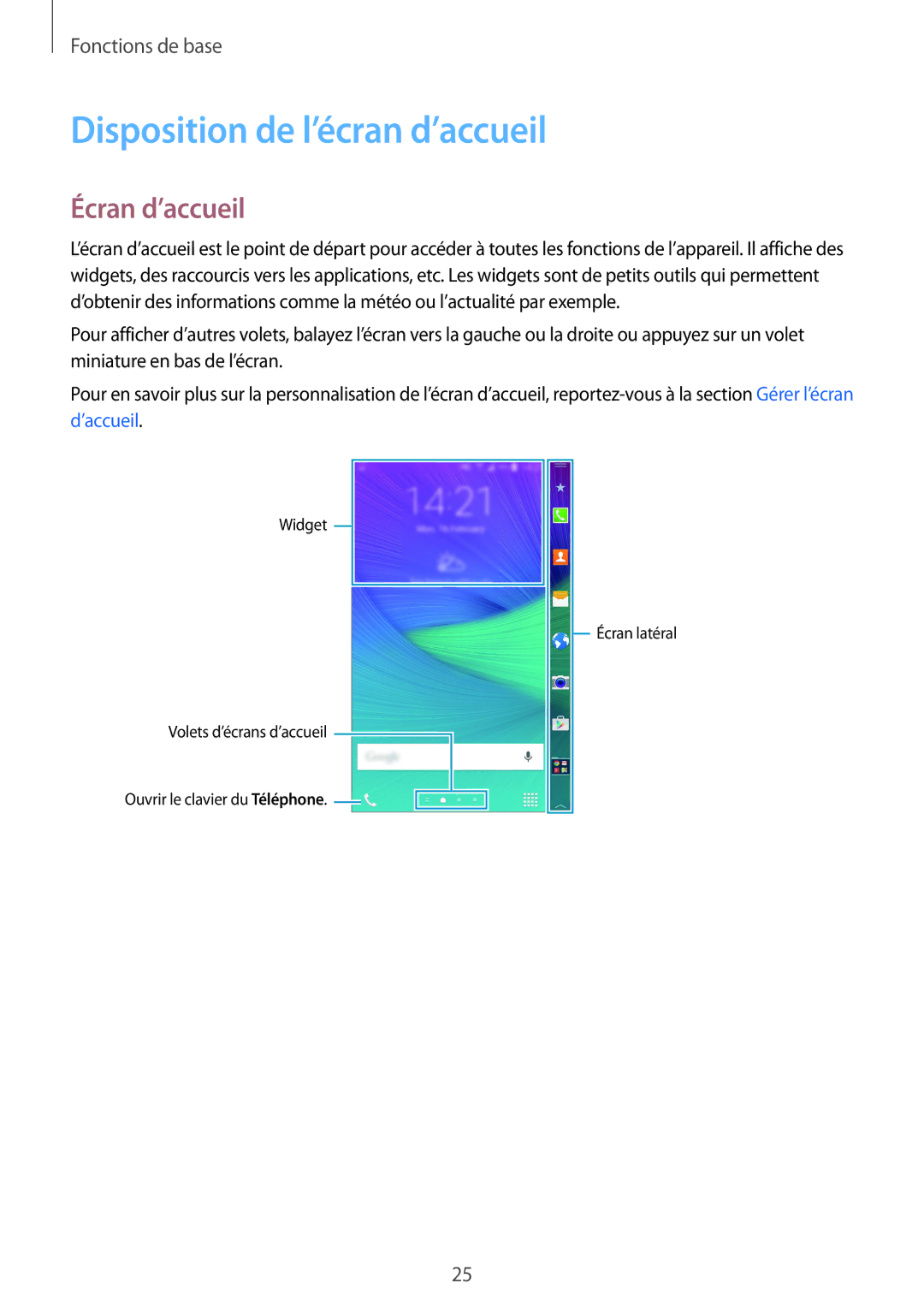 Samsung SM-N915FZWYXEF, SM-N915FZKYXEF manual Disposition de l’écran d’accueil, Écran d’accueil 