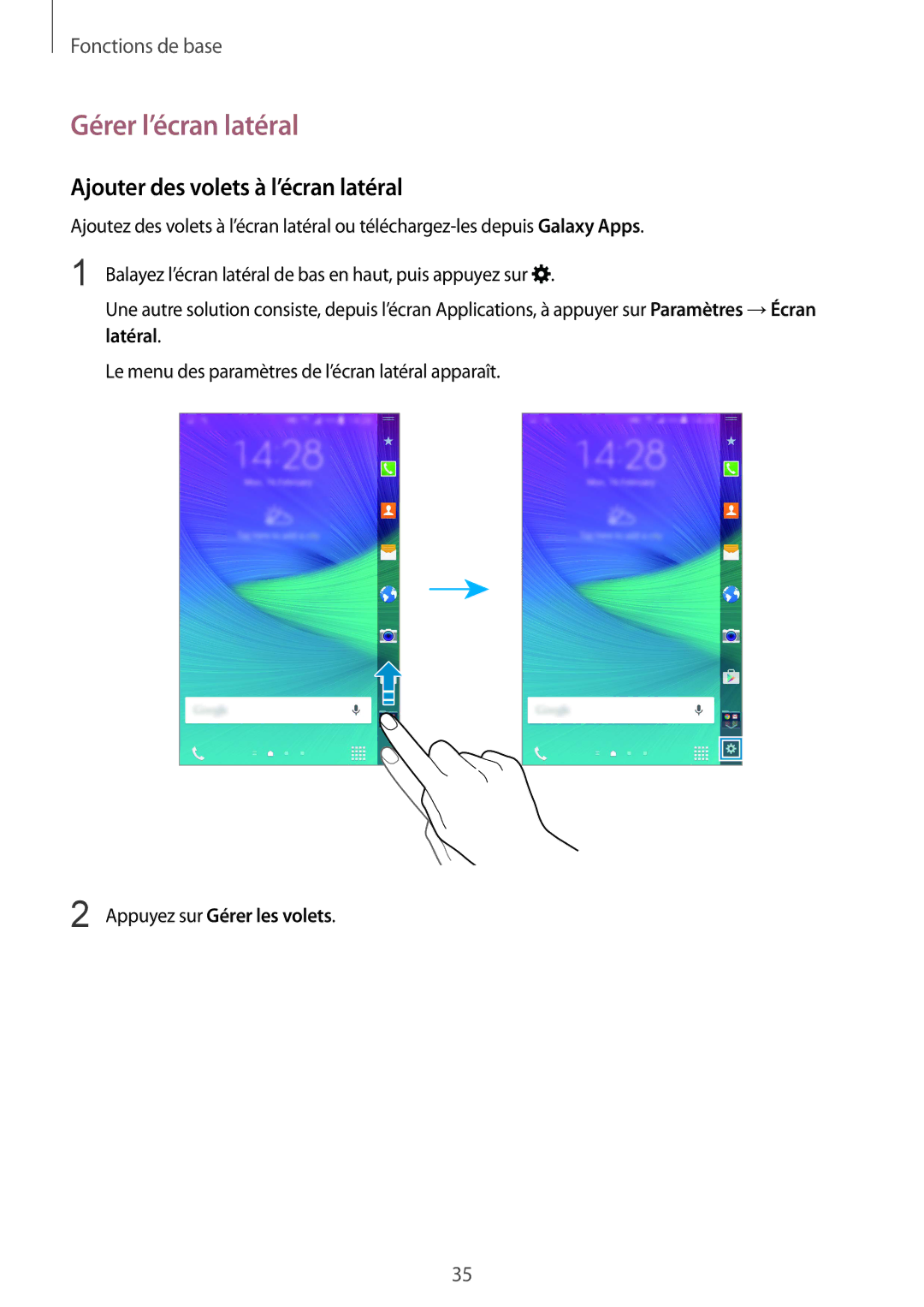 Samsung SM-N915FZWYXEF, SM-N915FZKYXEF manual Gérer l’écran latéral, Ajouter des volets à l’écran latéral 