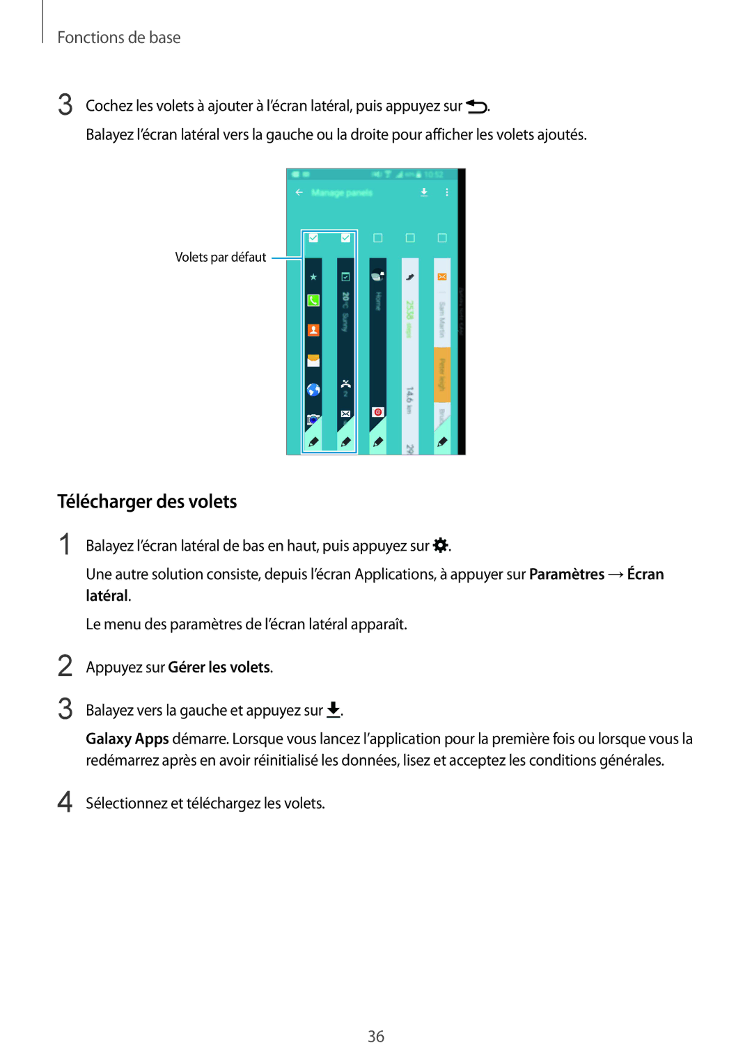 Samsung SM-N915FZKYXEF, SM-N915FZWYXEF manual Télécharger des volets, Balayez vers la gauche et appuyez sur 