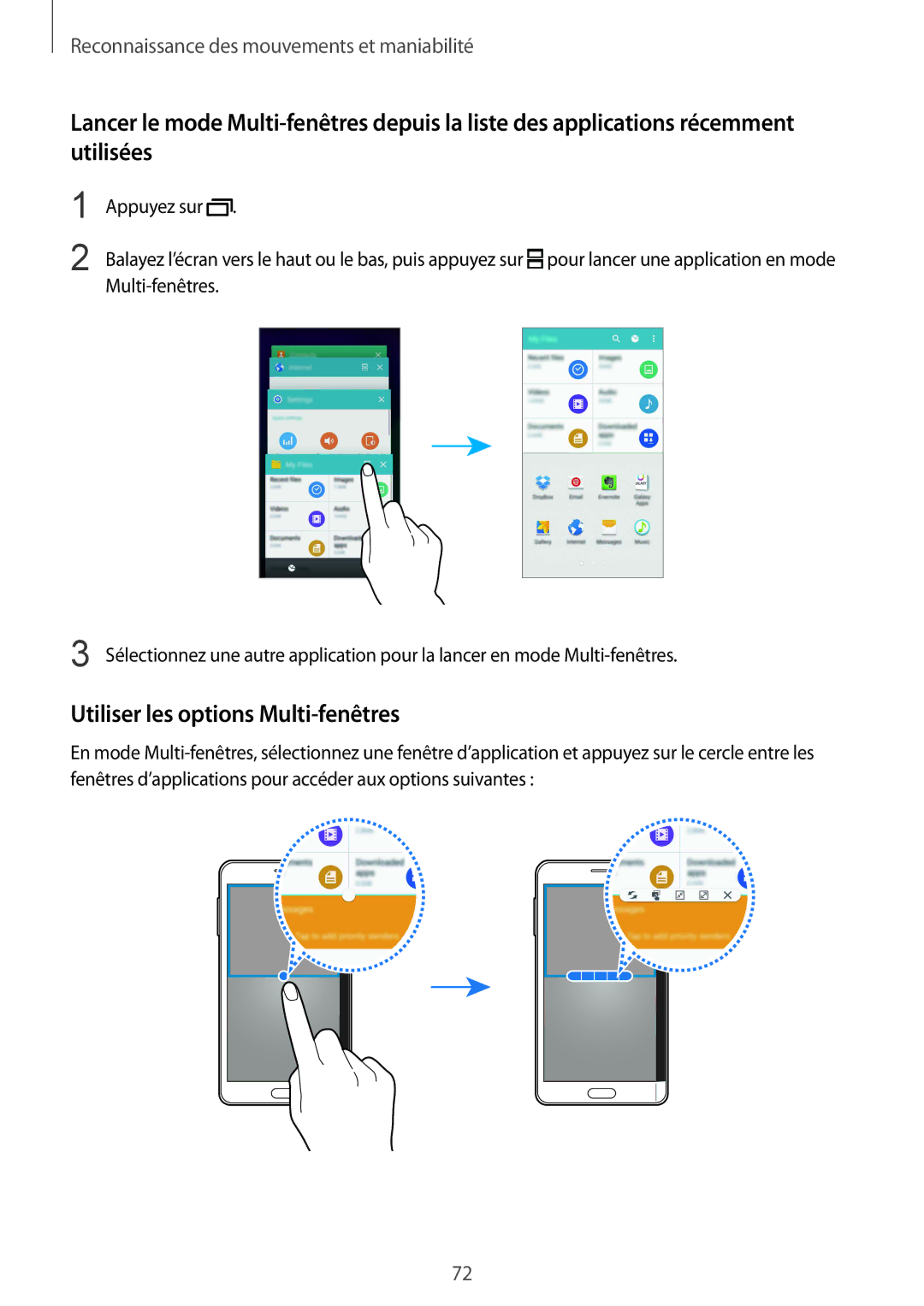 Samsung SM-N915FZKYXEF, SM-N915FZWYXEF manual Utiliser les options Multi-fenêtres 