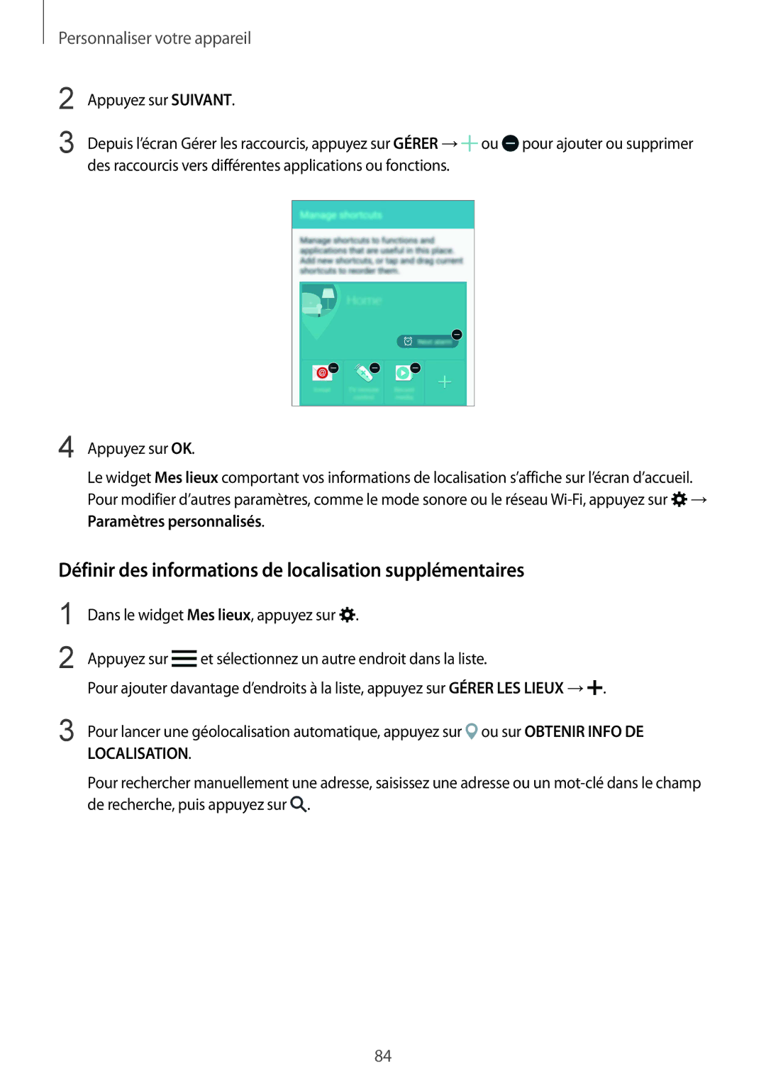 Samsung SM-N915FZKYXEF, SM-N915FZWYXEF manual Définir des informations de localisation supplémentaires, Localisation 