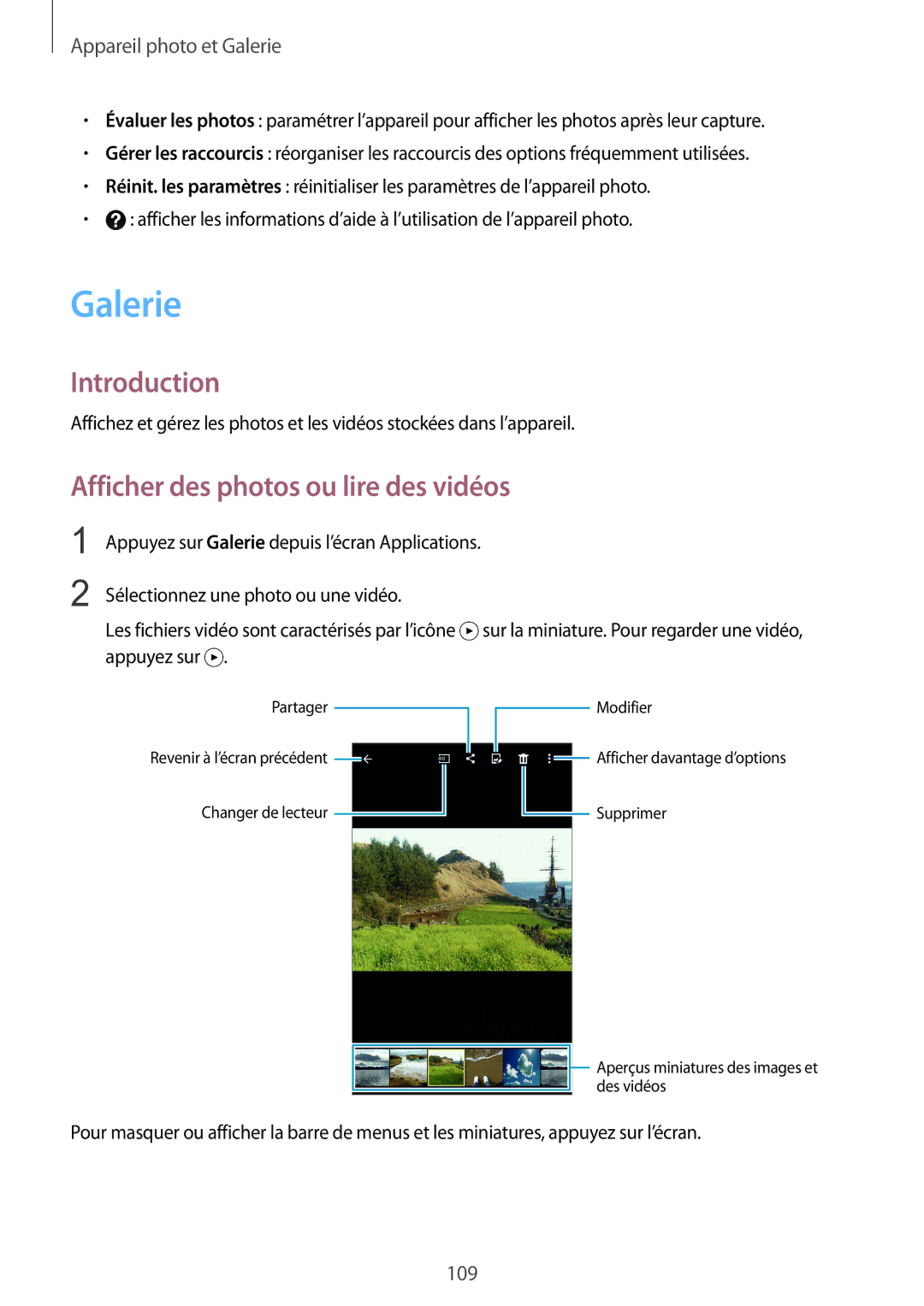 Samsung SM-N915FZWYXEF, SM-N915FZKYXEF manual Galerie, Afficher des photos ou lire des vidéos 