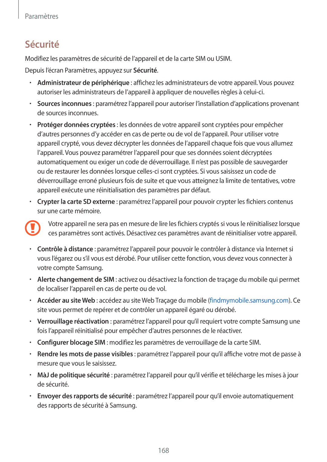 Samsung SM-N915FZKYXEF, SM-N915FZWYXEF manual Sécurité 