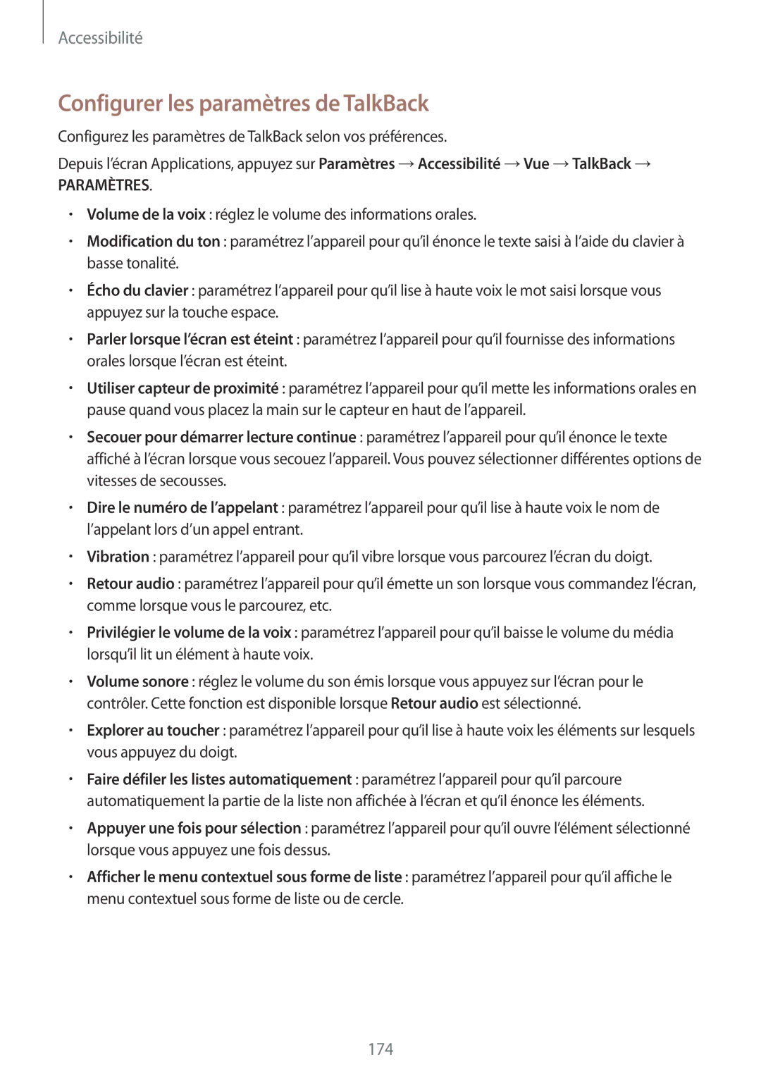 Samsung SM-N915FZKYXEF, SM-N915FZWYXEF manual Configurer les paramètres de TalkBack, Paramètres 