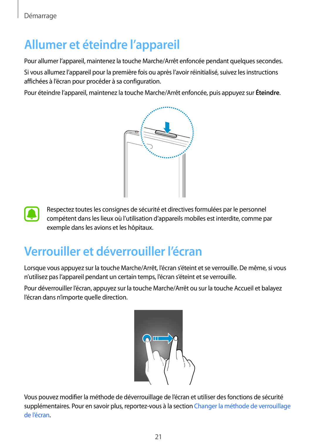 Samsung SM-N915FZWYXEF, SM-N915FZKYXEF manual Allumer et éteindre l’appareil, Verrouiller et déverrouiller l’écran 