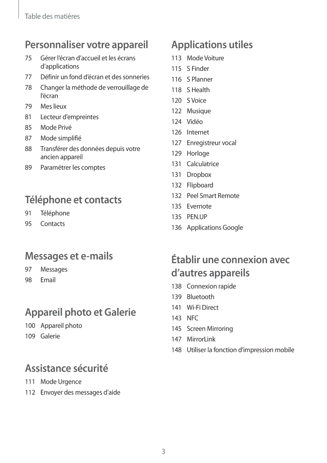 Samsung SM-N915FZWYXEF, SM-N915FZKYXEF manual Téléphone et contacts 