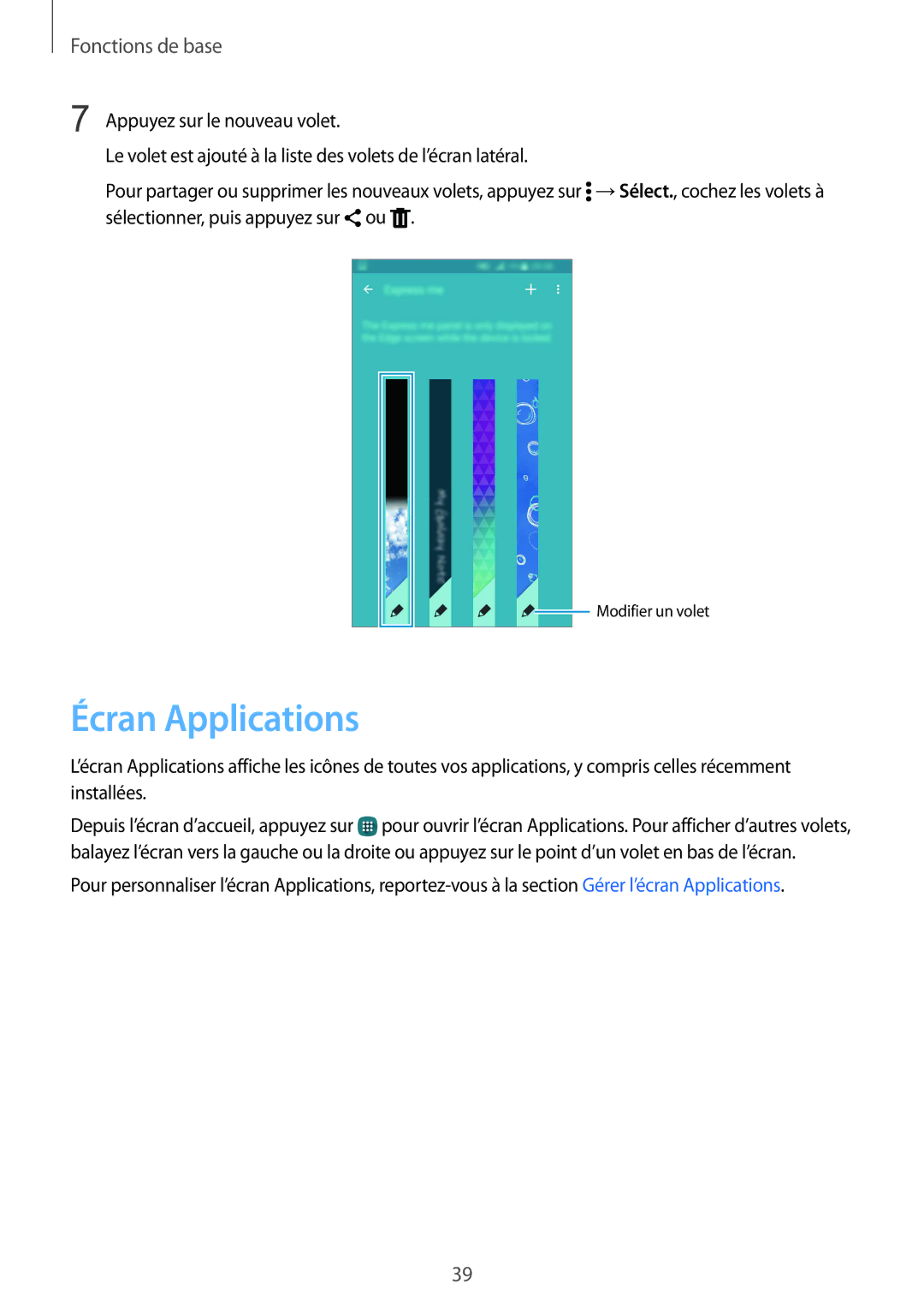 Samsung SM-N915FZWYXEF, SM-N915FZKYXEF manual Écran Applications 