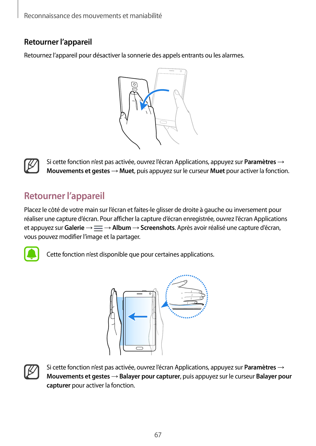 Samsung SM-N915FZWYXEF, SM-N915FZKYXEF manual Retourner l’appareil 