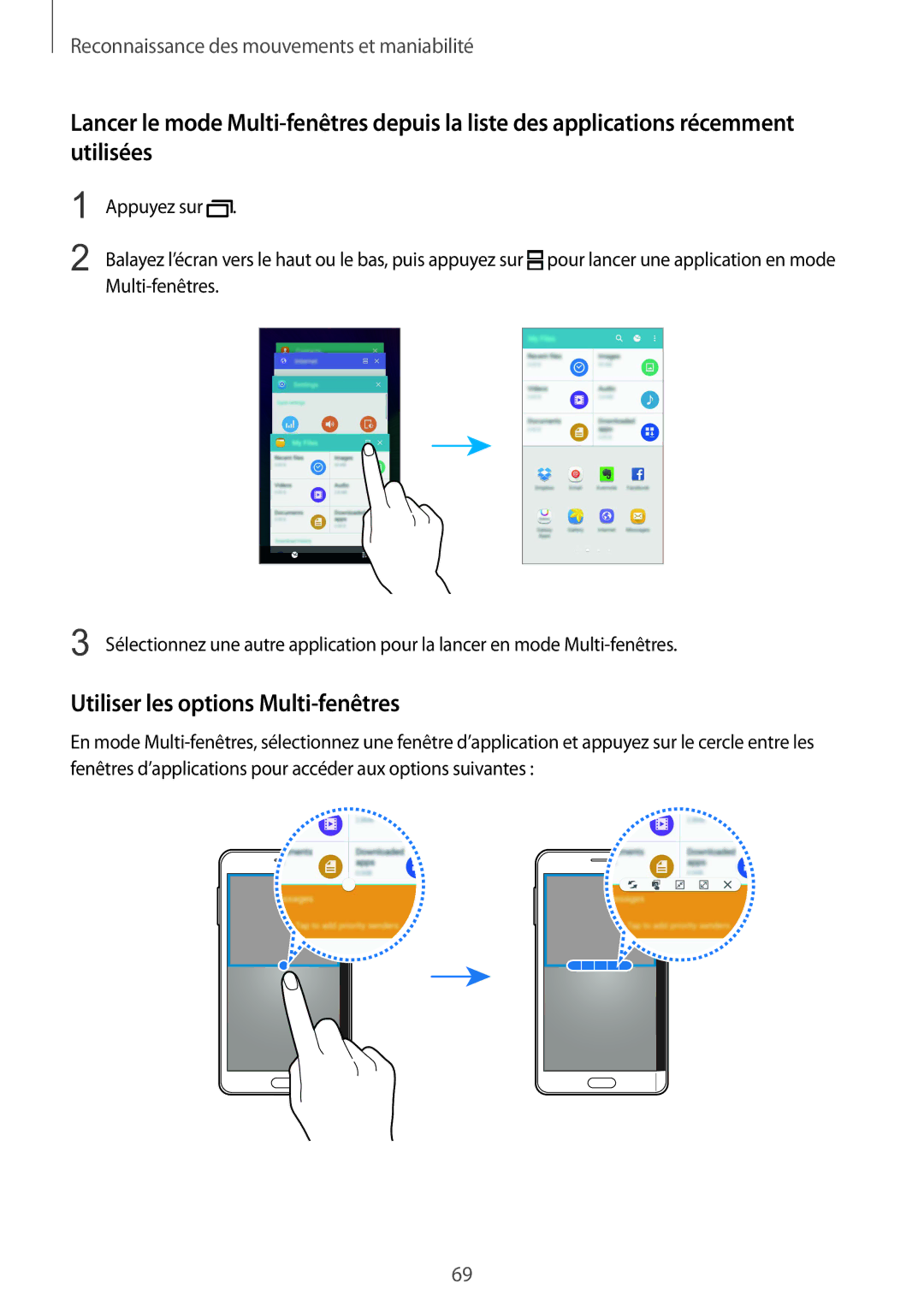 Samsung SM-N915FZWYXEF, SM-N915FZKYXEF manual Utiliser les options Multi-fenêtres 