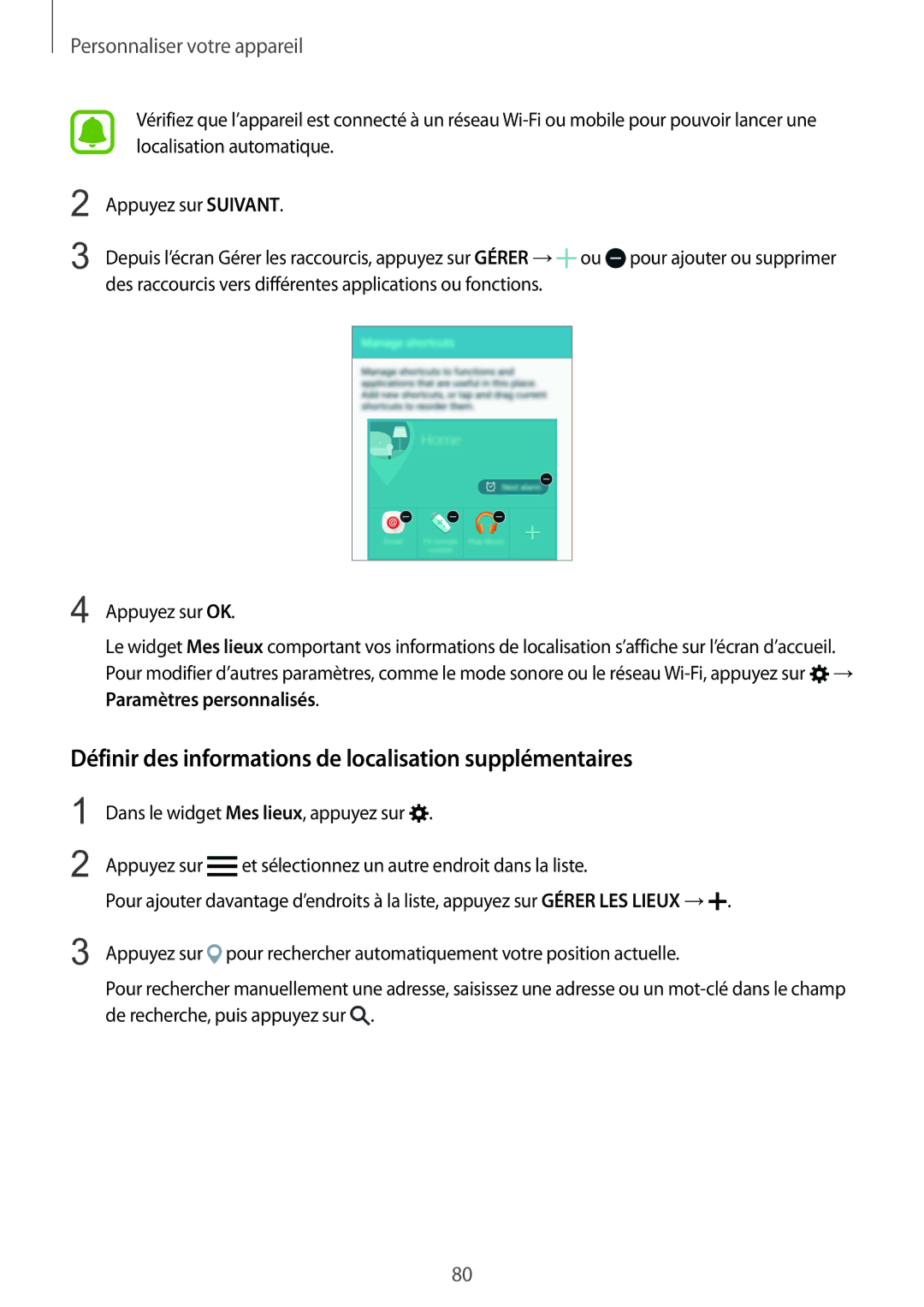 Samsung SM-N915FZKYXEF, SM-N915FZWYXEF manual Définir des informations de localisation supplémentaires 