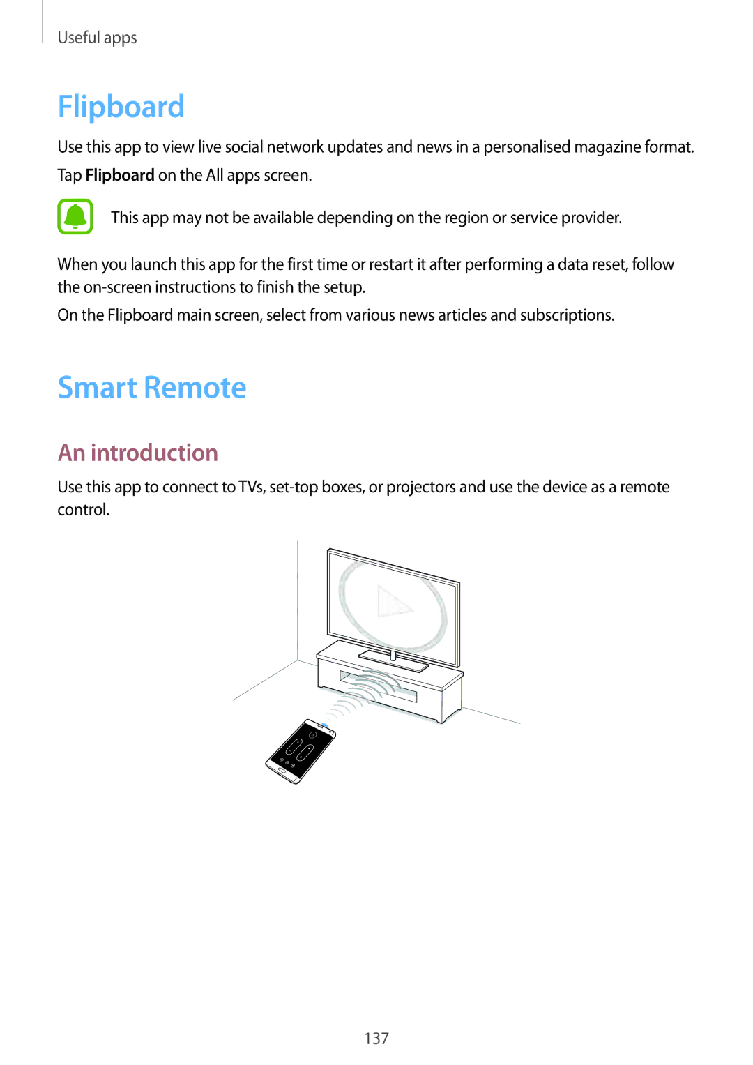 Samsung SM-N915FZWEXEV, SM-N915FZWEKSA, SM-N915FZKEXEV, SM-N915FZWEILO, SM-N915FZKEILO manual Flipboard, Smart Remote 