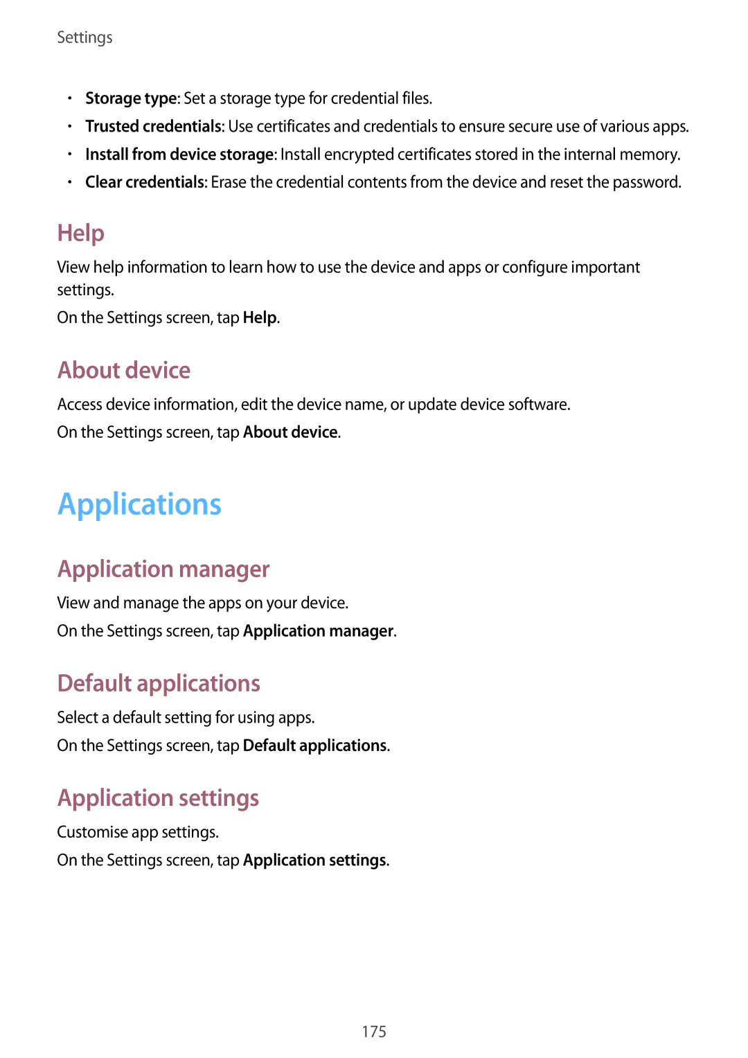 Samsung SM-N915FZWEKSA, SM-N915FZKEXEV, SM-N915FZWEXEV, SM-N915FZWEILO, SM-N915FZKEILO manual Applications 