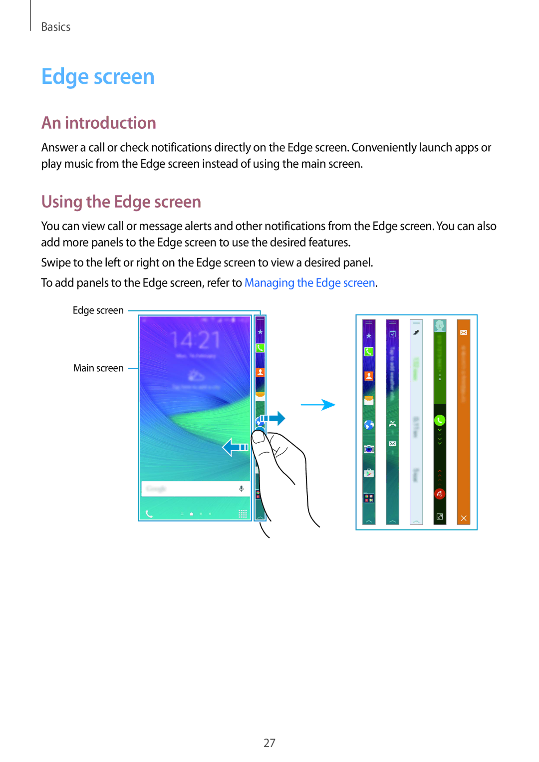 Samsung SM-N915FZWEXEV, SM-N915FZWEKSA, SM-N915FZKEXEV, SM-N915FZWEILO manual An introduction, Using the Edge screen 