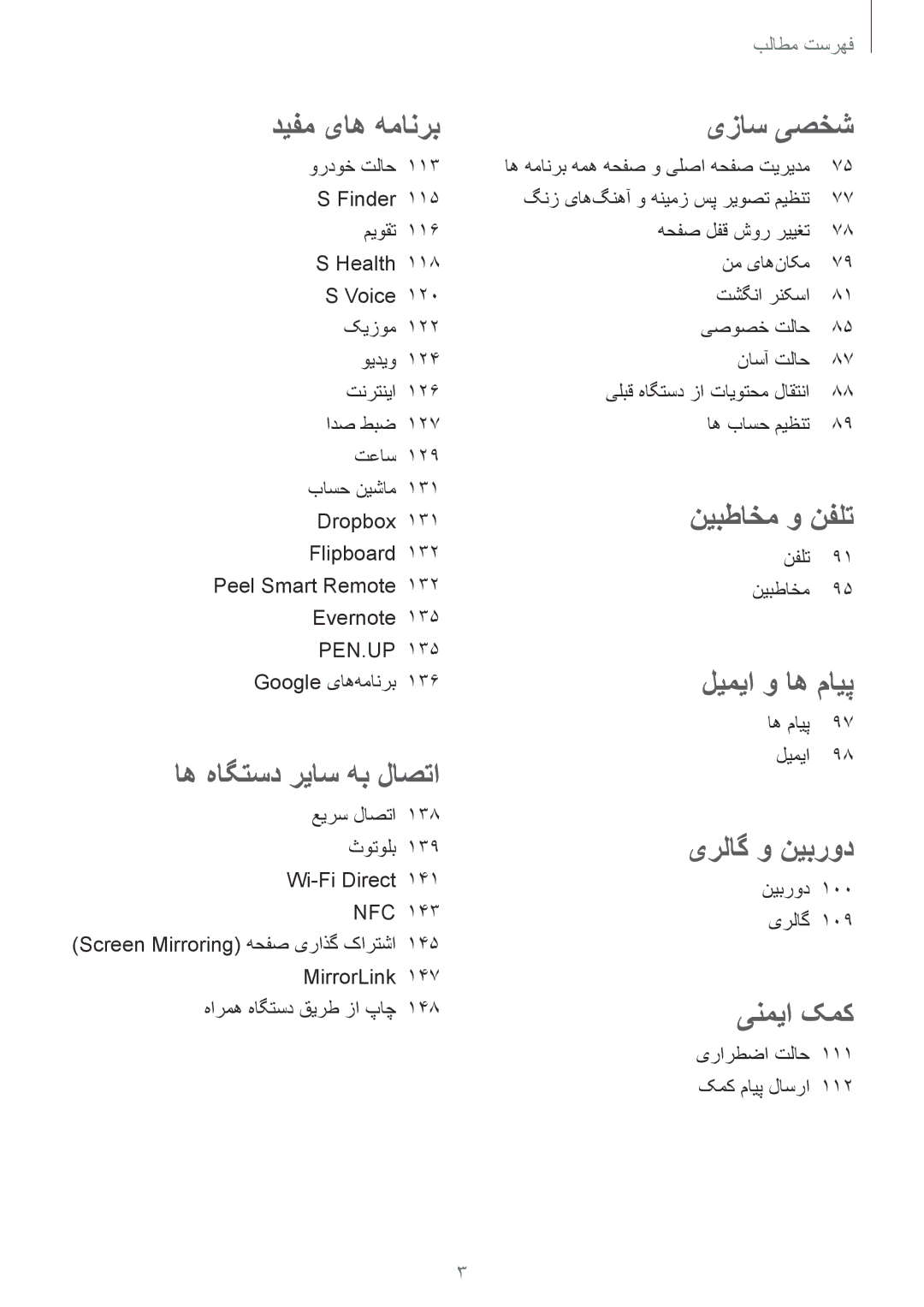 Samsung SM-N915FZWEKSA manual وردوخ تلاح 113 S Finder 115 میوقت 116 S Health, اه مایپ 97 لیمیا 