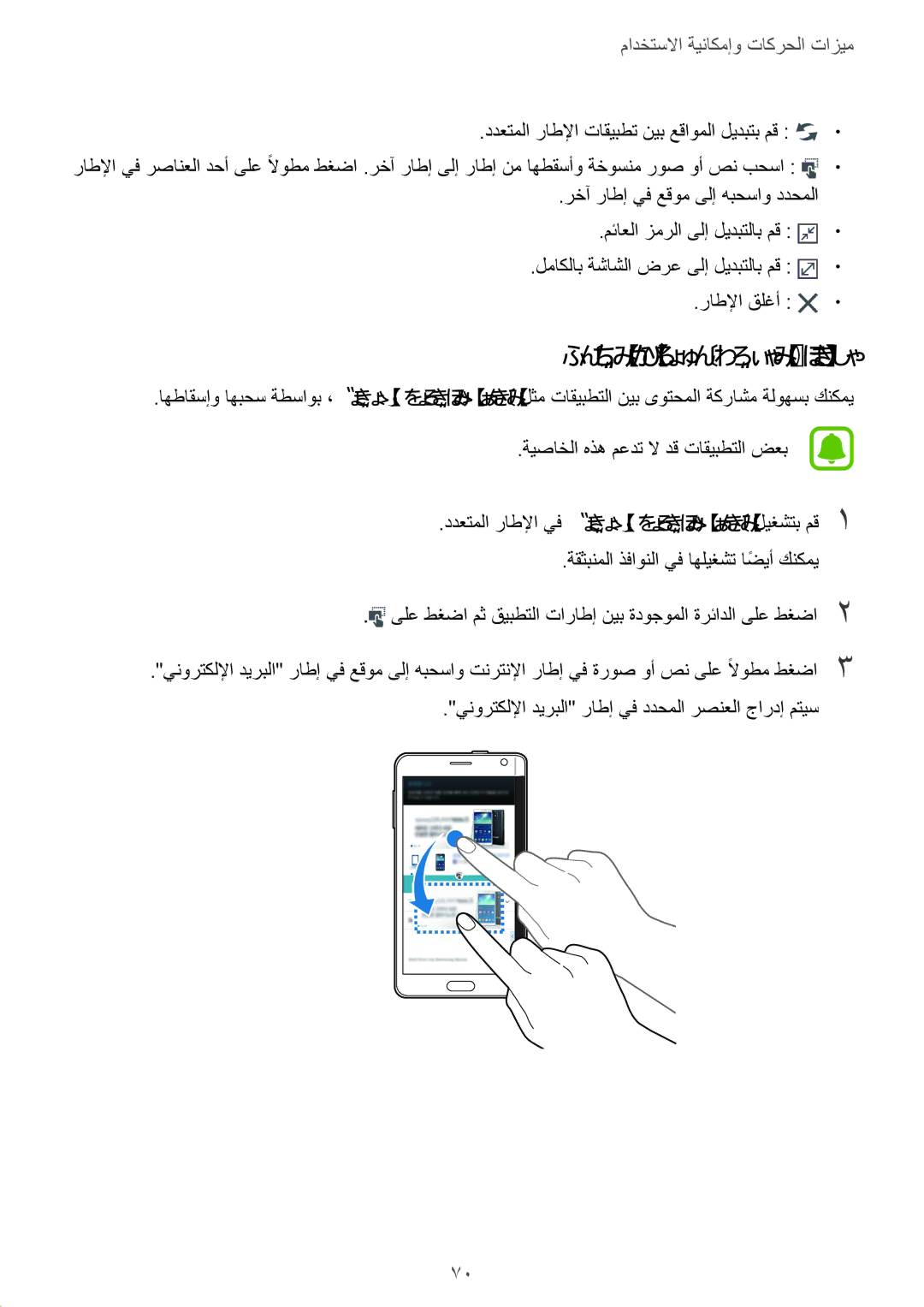 Samsung SM-N915FZWEKSA manual قيبطتلا ذفاون نيب ىوتحملا ةكراشم 