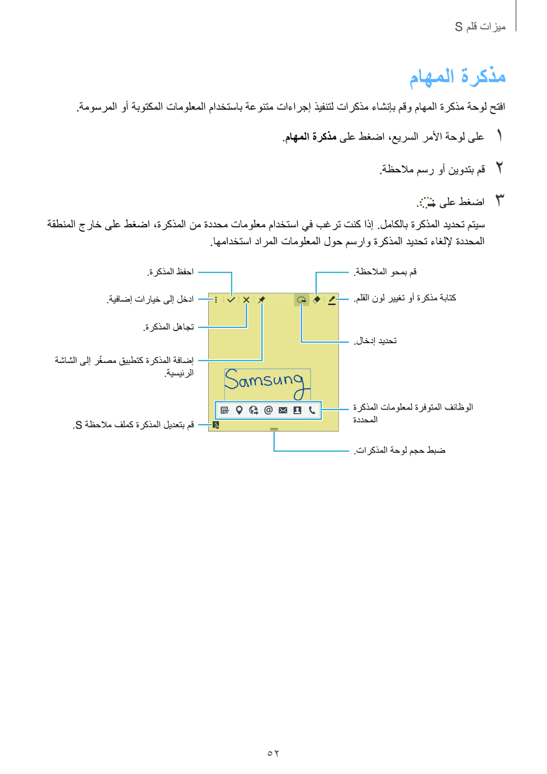 Samsung SM-N915FZWEKSA manual ماهملا ةركذم 