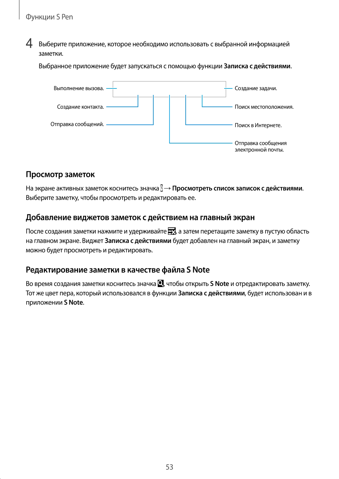 Samsung SM-N915FZKESER, SM-N915FZWESER Просмотр заметок, Добавление виджетов заметок с действием на главный экран, Заметки 