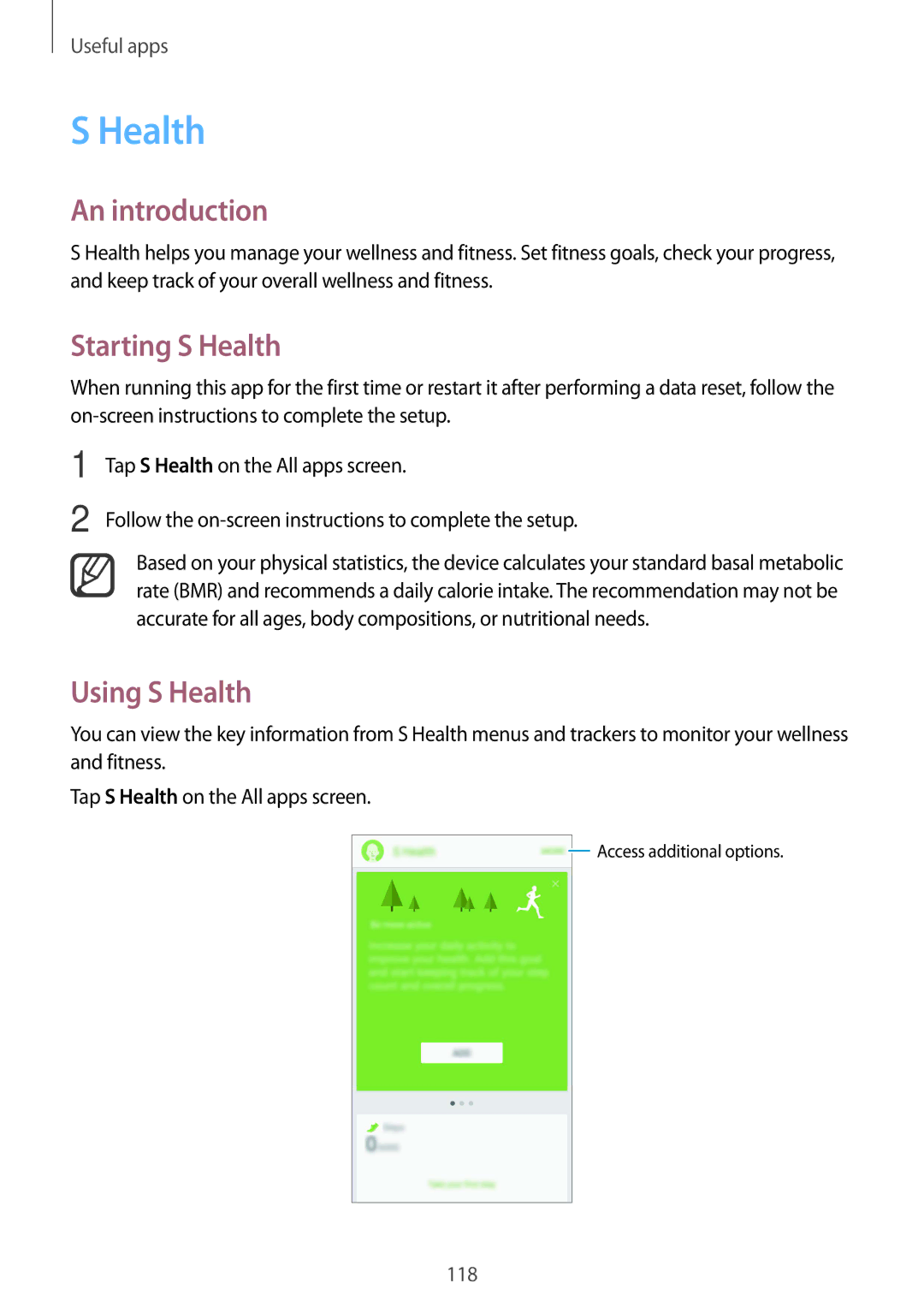 Samsung SM-N915FZKYXEF, SM-N915FZWYEUR, SM-N915FZKYATO, SM-N915FZWYTPH, SM-N915FZKYTPH Starting S Health, Using S Health 