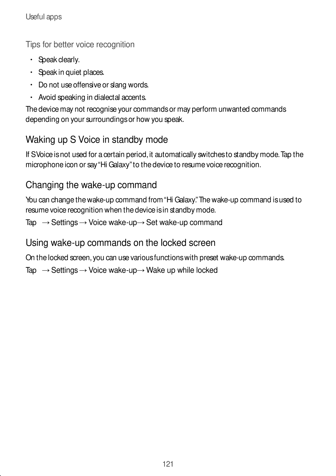 Samsung SM-N915FZKYXEO, SM-N915FZWYEUR, SM-N915FZKYATO manual Waking up S Voice in standby mode, Changing the wake-up command 