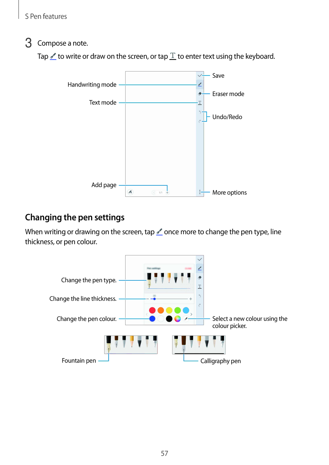 Samsung SM-N915FZWYBGL, SM-N915FZWYEUR, SM-N915FZKYATO, SM-N915FZWYTPH, SM-N915FZKYTPH manual Changing the pen settings 